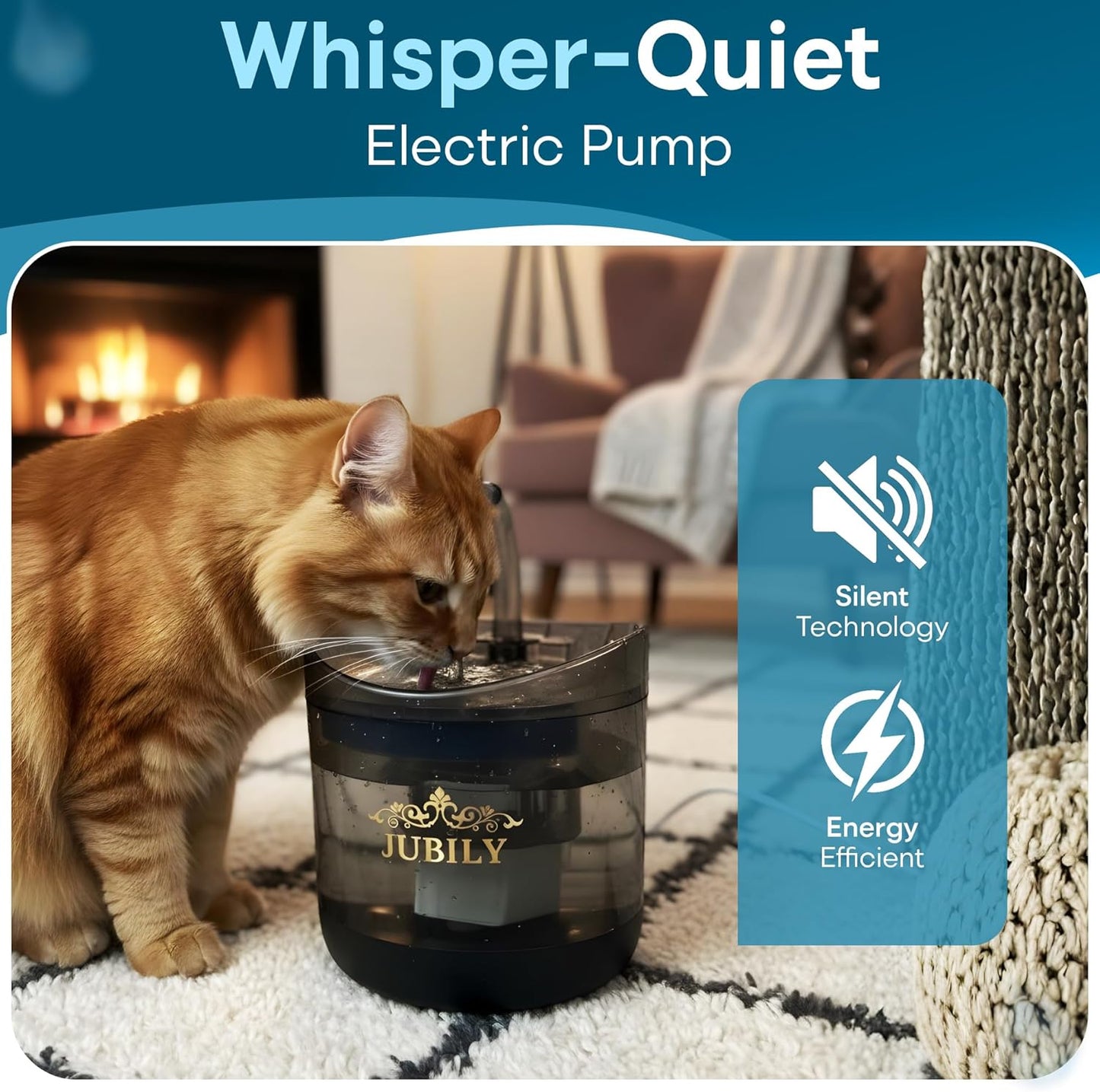 Cat Water Fountain – Automatic Cat Water Dispenser, 2L Pet Water Fountain for Cats & Small Dogs, USB Powered Indoor Water Fountain, Portable Water Fountain Outdoor Use