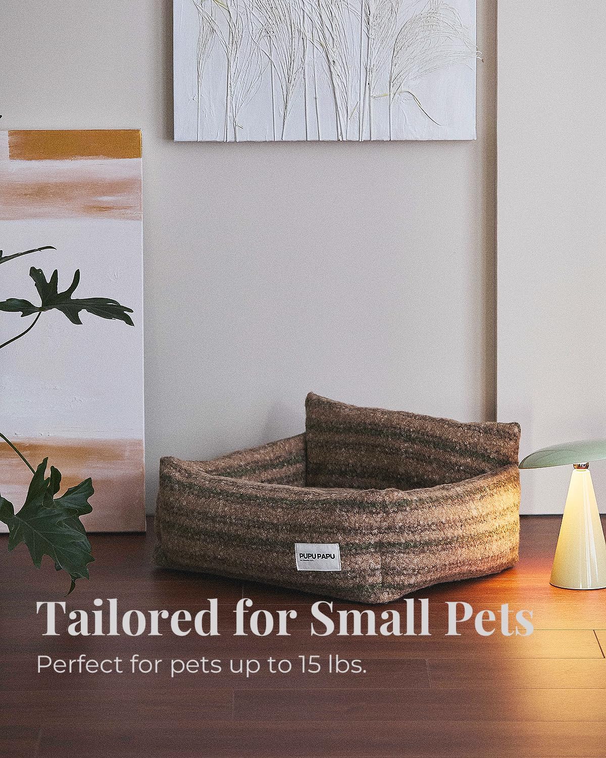 Bouclé Pet Sofa - Mid-Century Modern Designer Cat Couch, Furniture-Grade Aesthetic Cat Bed in Oatmeal Moss Grain, Premium Textured Fabric, Washable & Durable, 21.6"x17.7" (Oatmeal Moss)