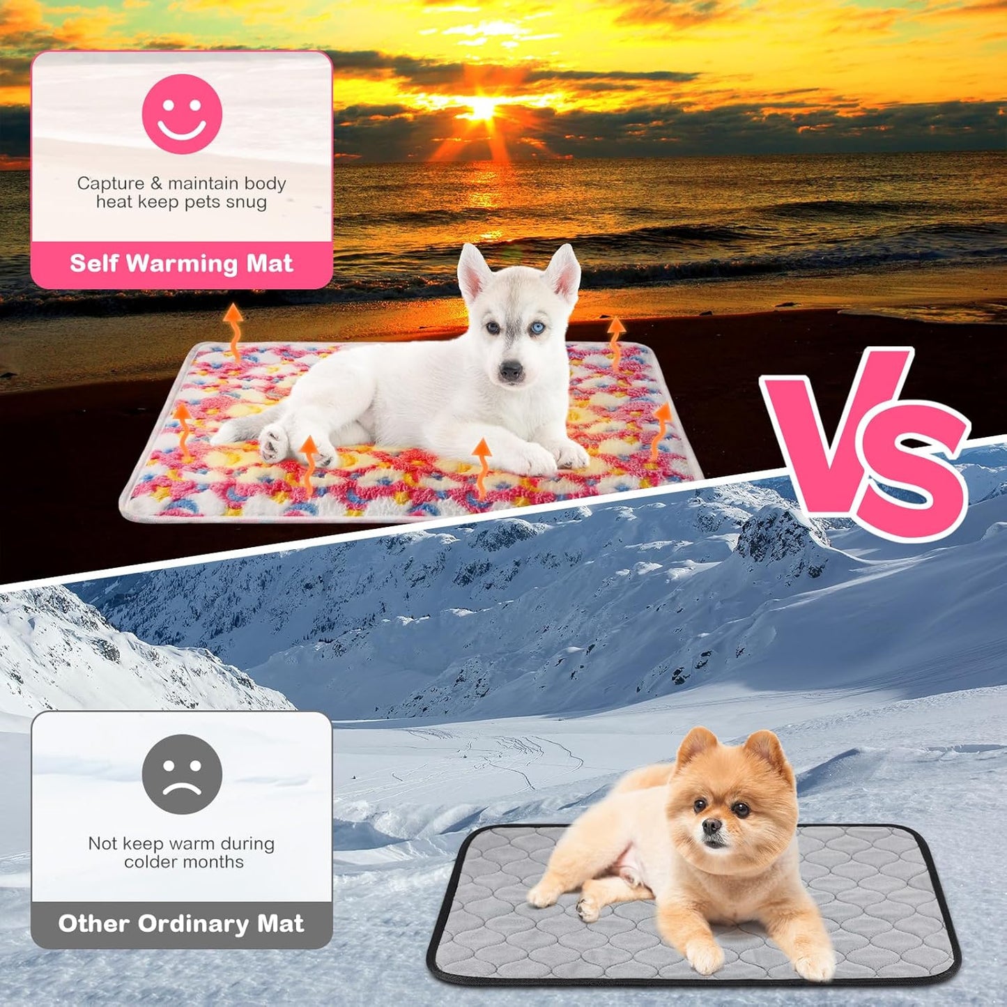 4 Pack Self Heating Cat Bed Cat Self Warming Pad with Removable Cover Extra Warm Thermal Pet Pad Washable Pet Crate Mat Anti Slip Kennel for Indoor Outdoor Pets(Stars Moon,16 x 20 Inches)
