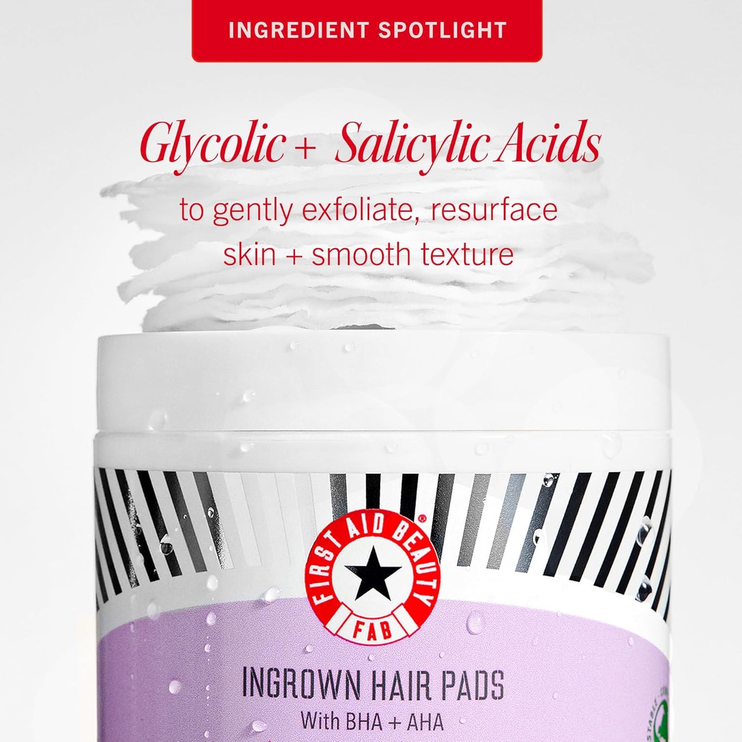 First Aid Beauty - Ingrown Hair Pads with BHA + AHA - Aftershave Treatment Pads to Help Prevent Razor Bumps for Men & Women - Exfoliate Underarms & Bikini Area - Compostable for Daily Use - 60 Pads