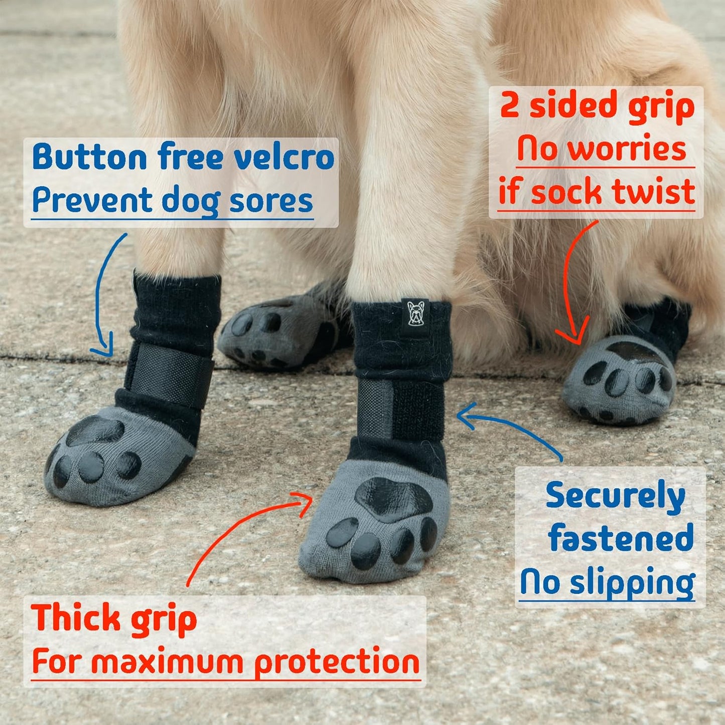 Dog Shoes, Booties, Boots & paw Protectors, Small, Medium and Large Size Dogs. Puppy Shoes for Summer hot Pavement, Snow, rain and Hiking. Anti-Slip Dog Socks for Hardwood Floors, no Lick (M)