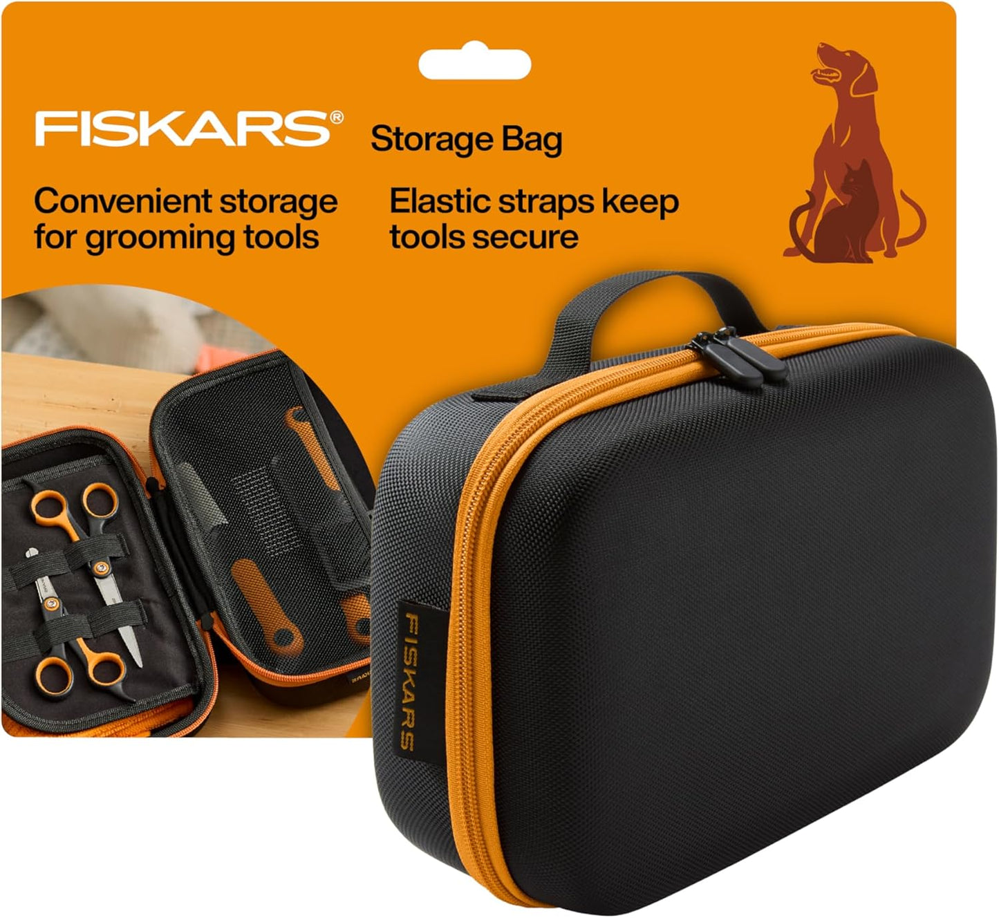 Fiskars Pet Grooming Tool Organizer Case for Dogs and Cats – Storage Bag for Dog Grooming Kits, Travel Case for Clippers, Brushes & Accessories, Compact Protective Design (Tools Not Included)