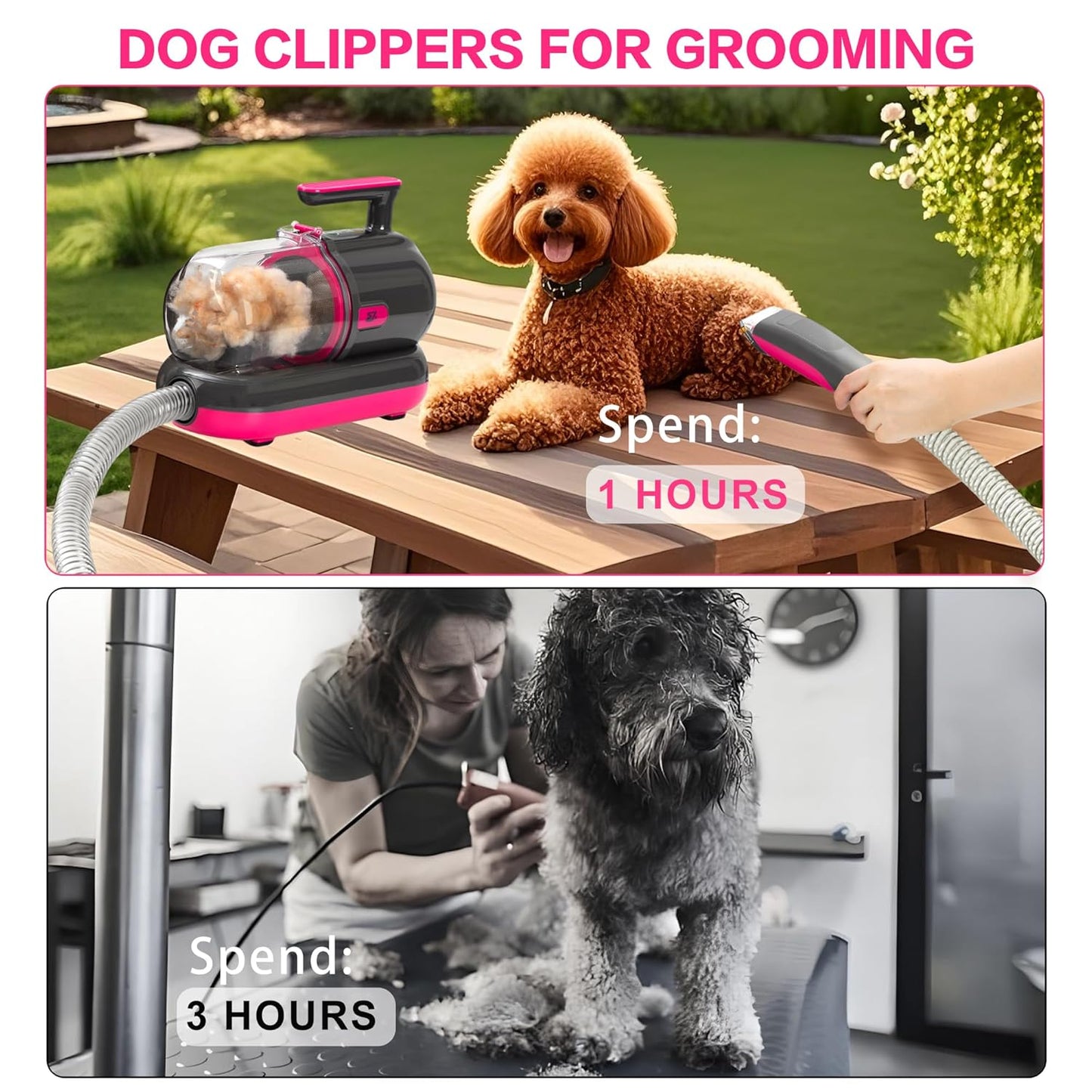 High-Suction Dog Grooming Vacuum for Small & Medium Dogs, Compact Hair Collection System for Regular Trimming & Maintenance, Strong Suction, Low-Mess Indoor Grooming