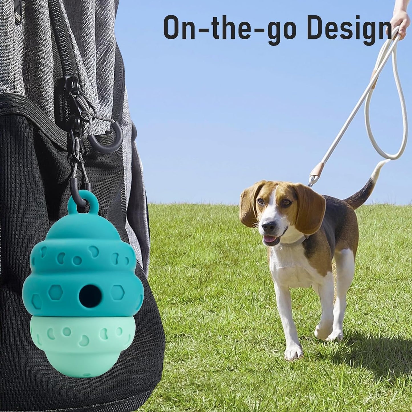 Dog Treat Toys for Medium Small Dogs, Silicone Dog Toy Treat Dispenser Slow Feeder Interactive Toys for Boredom, Enrichment Pet Toys Dispensing -Keep Them Busy- Outdoor with Buckle 1 Pack Blue