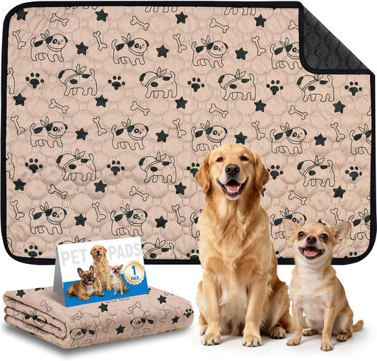 Washable Pee Pads for Dogs, Absorbent Reusable Puppy Training Pads, Leakproof, Non-Slip, Waterproof Cat Doggie Pad Pet Potty Mat for Indoor&Outdoor, Whelping, Playpen, Crate, Coffee 18"x24"