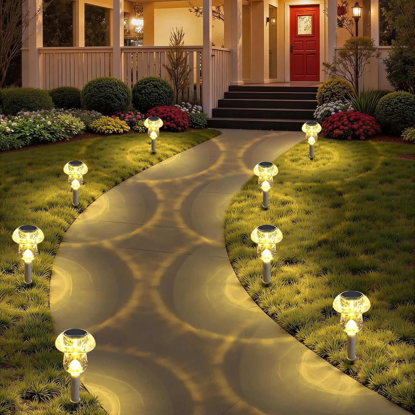 Solar Lights Outdoor, 8 Pack Mushroom Lights Outside Waterproof, Solar Powered LED Lighting for Garden, Yard, Landscape, Path, Pathway, Lawn, Walkway, Driveway, Backyard Decor (Warm White)