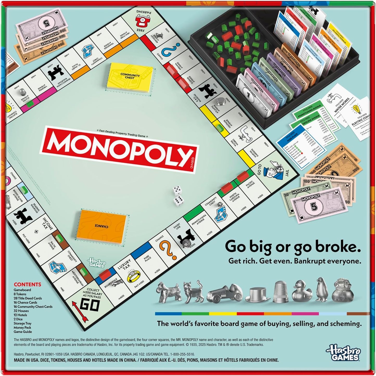 Monopoly Board Game | Classic Game with Storage Tray and Larger Tokens | Ages 8+ | 2 to 6 Players | Family Games for Kids and Adults | Kids Gifts
