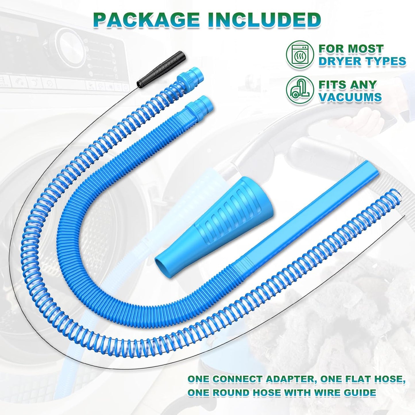 Sealegend 2 Pieces Dryer Vent Cleaner Kit Dryer Lint Vacuum Attachment, Dryer Vent Cleaning Lint Remover 2 Hoses Tools for Home Improvement