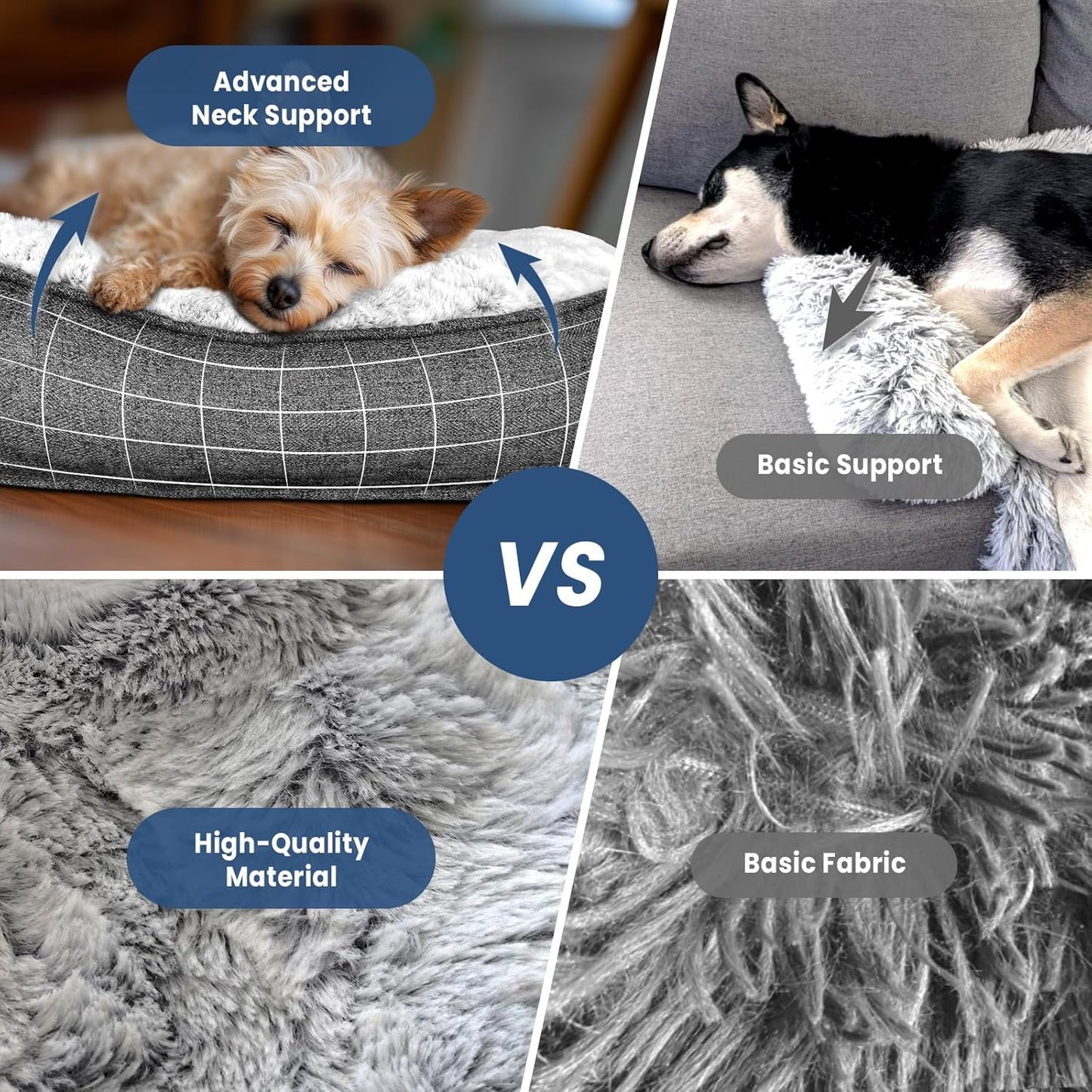 Calming Small Dog Bed for Couch, 35 x 31 inch Removable Couch Cover for Dogs Washable, Non-Slip Fluffy Plush Dog Sofa Mat for Furniture Protector - Grey