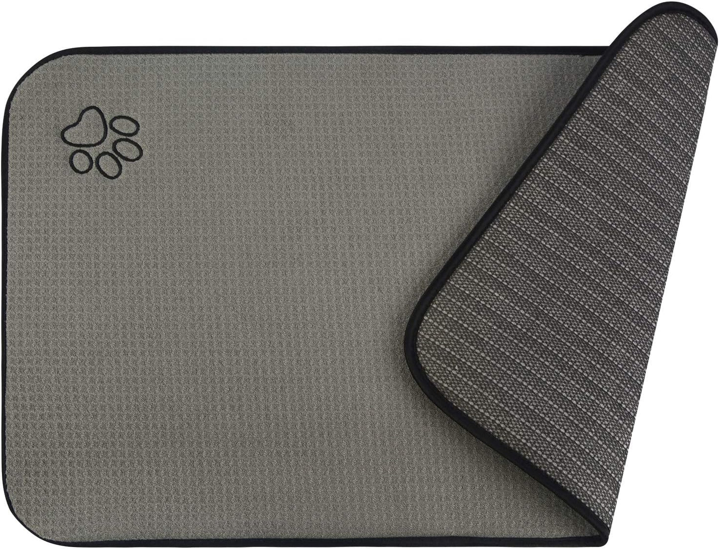 Sinland Microfiber Extra-Large Pet Food Mat Dog Feeding Mat Pet Bowl Mat with Anti-Skid Backing 21Inch x 32Inch Grey