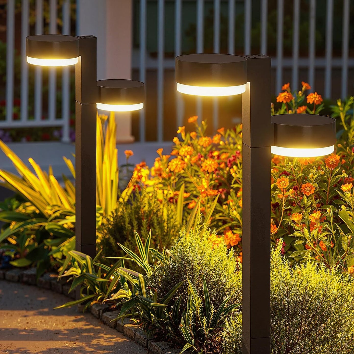 Solar Pathway Lights Outdoor Waterproof, 6 Pack with 12 Head Solar Lights Outdoor Super Bright Up to 15Hrs, Auto On/Off Garden Light for Yard Patio Path Walkway Driveway Outside Decor