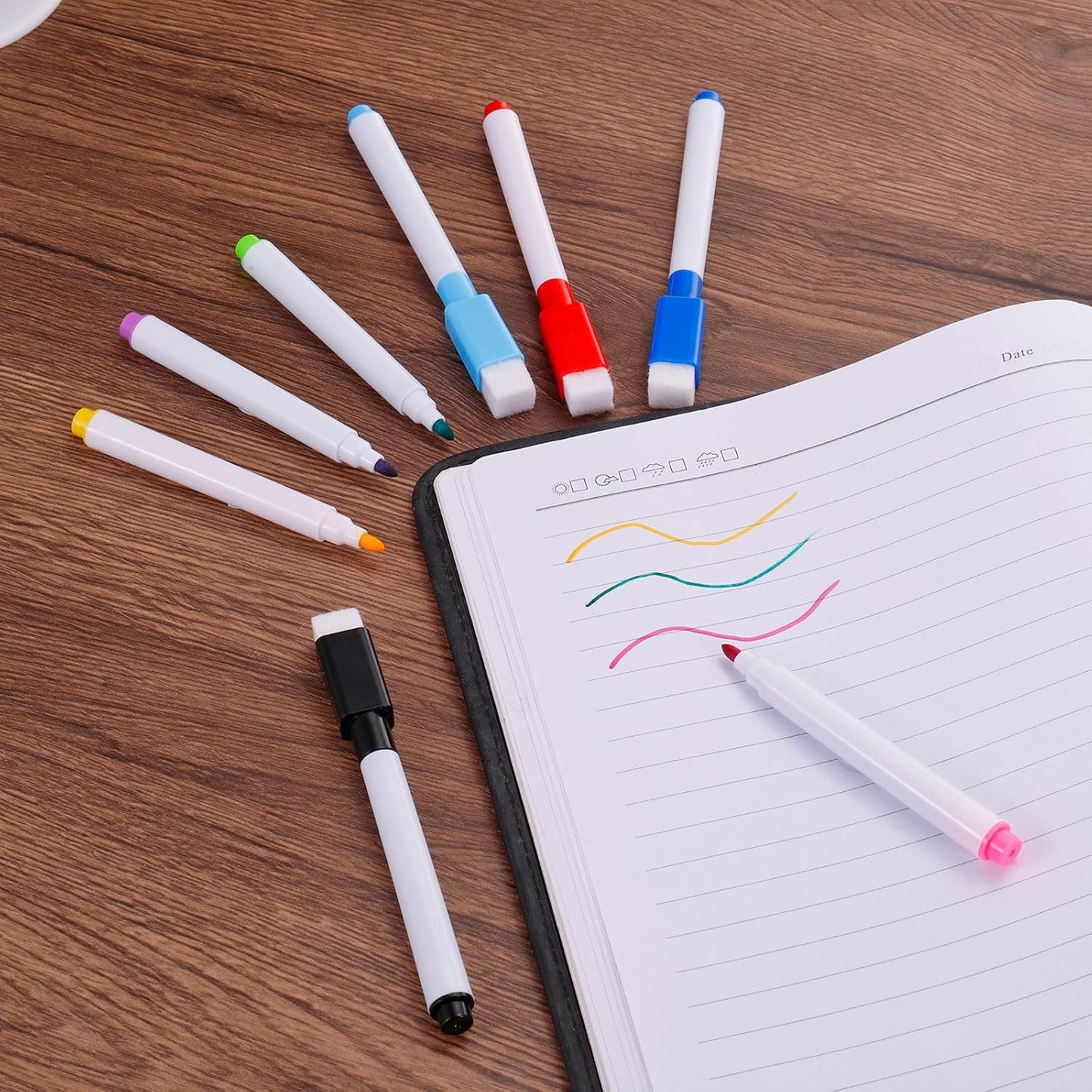 PATIKIL Dry Erase Marker Pens, 30 Pack Rose Red Ink Fine Point Low Odor Whiteboard with Eraser Cap for Office Home Classroom, White Pen Rod