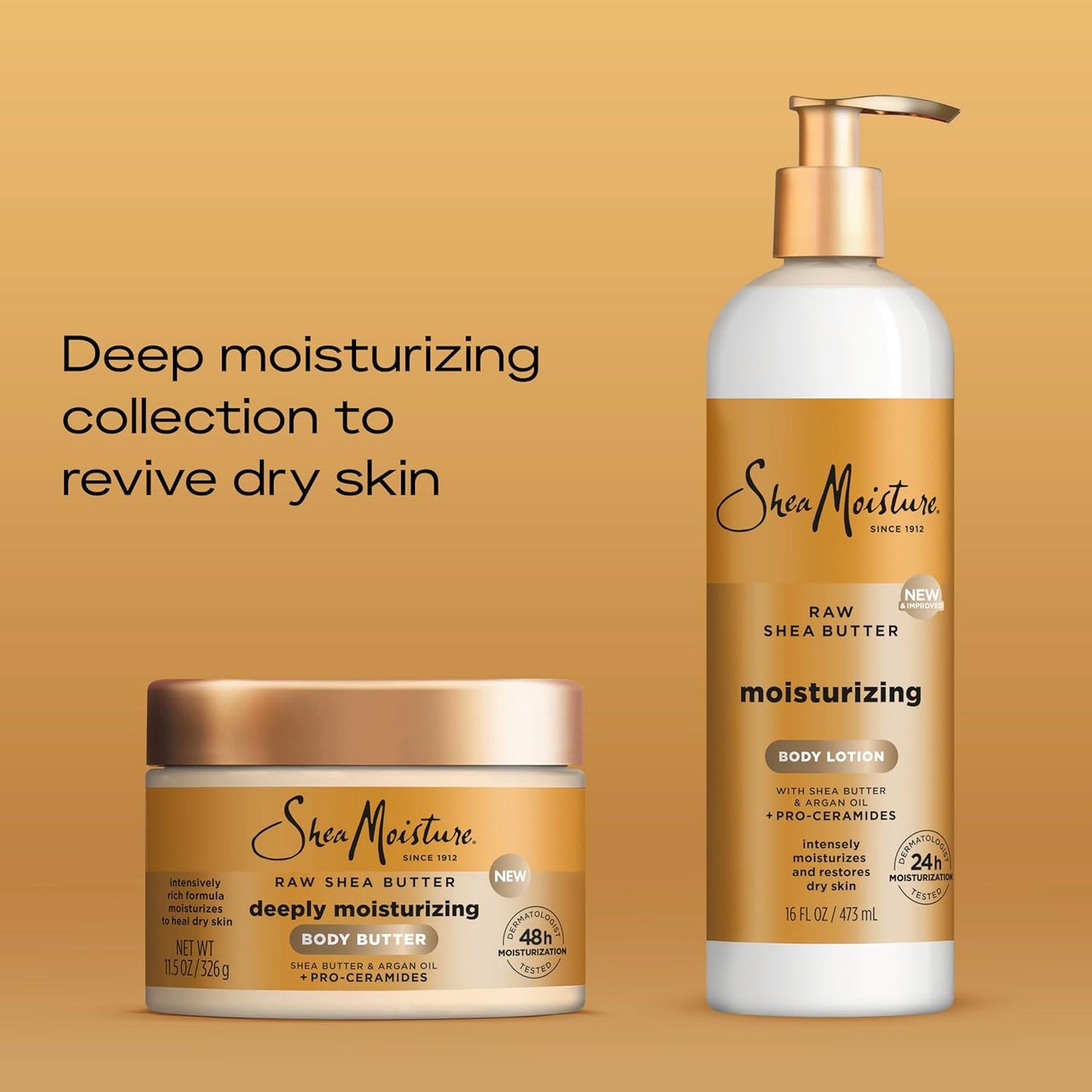 SheaMoisture Moisturizing Body Lotion with Raw Shea Butter, Argan Oil and Pro-Ceramides, Restoring Dry Skin, 24H Moisturizing 16 oz
