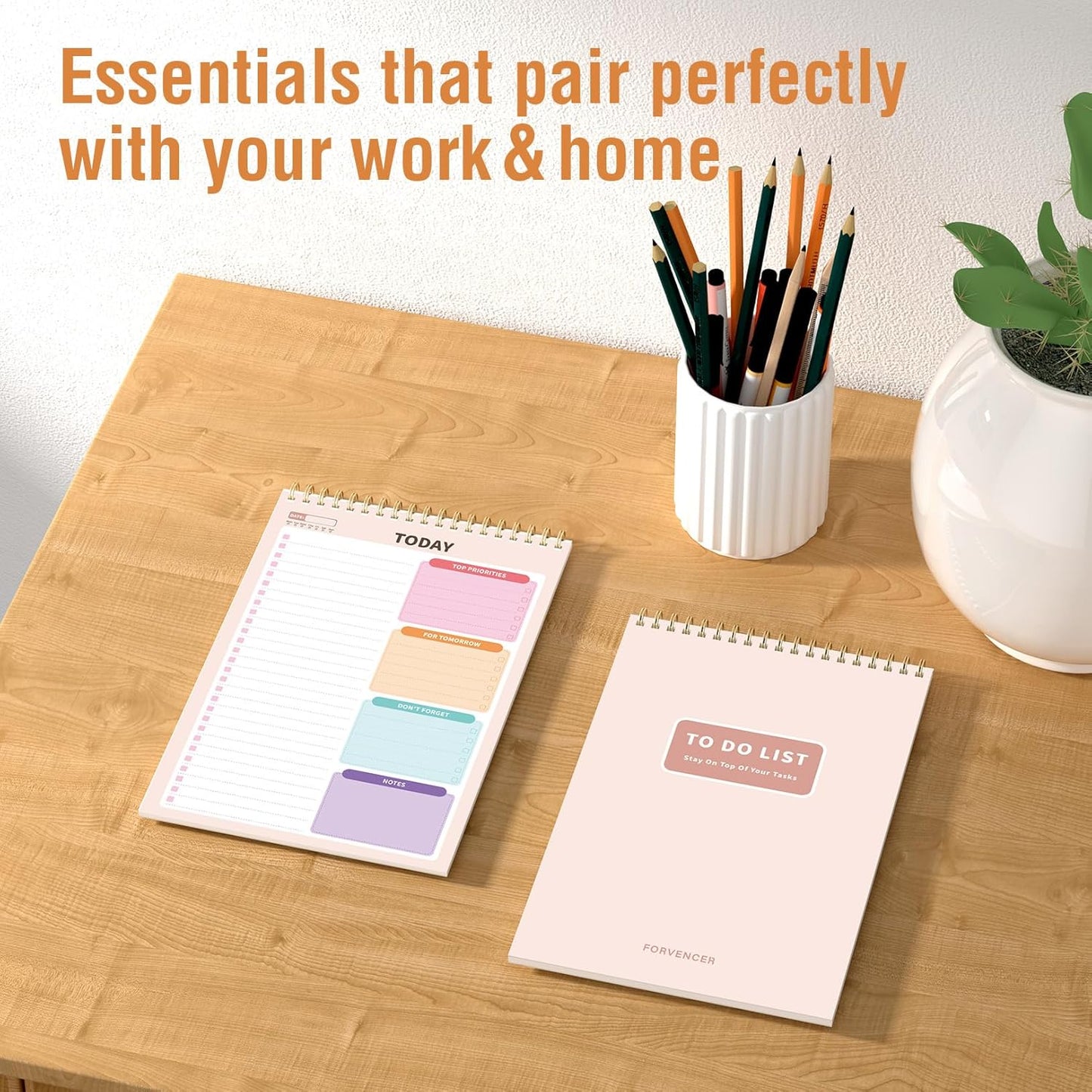Forvencer To Do List Notepad (6.5 x9.8), To Do List Notebook for Work, Undated Daily Planner Organizer for Tasks Checklist & Goal Planning, To Do List Perfect for Office, School, Cute