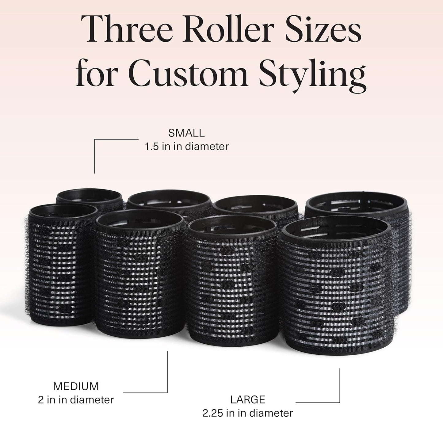 Kitsch Ceramic Thermal Hair Rollers for Women – Self Grip Hair Curlers for Heatless Curls Overnight, Long Lasting Frizz-Free Curls Volumizing Large Rollers for All Hair Types - Black, 8pcs
