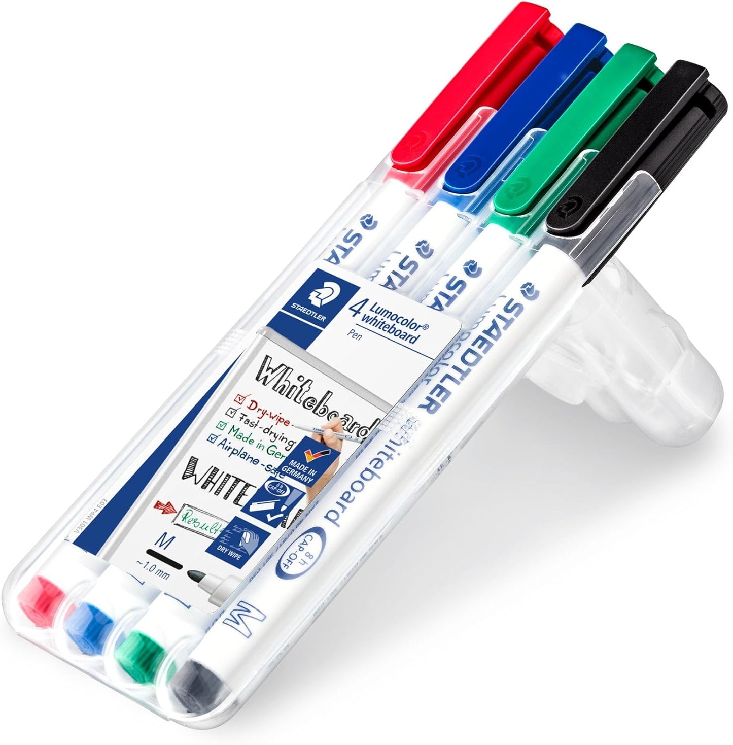 Staedtler Lumocolor drywipe/whiteboard medium tip pens wallet set of 4 markers