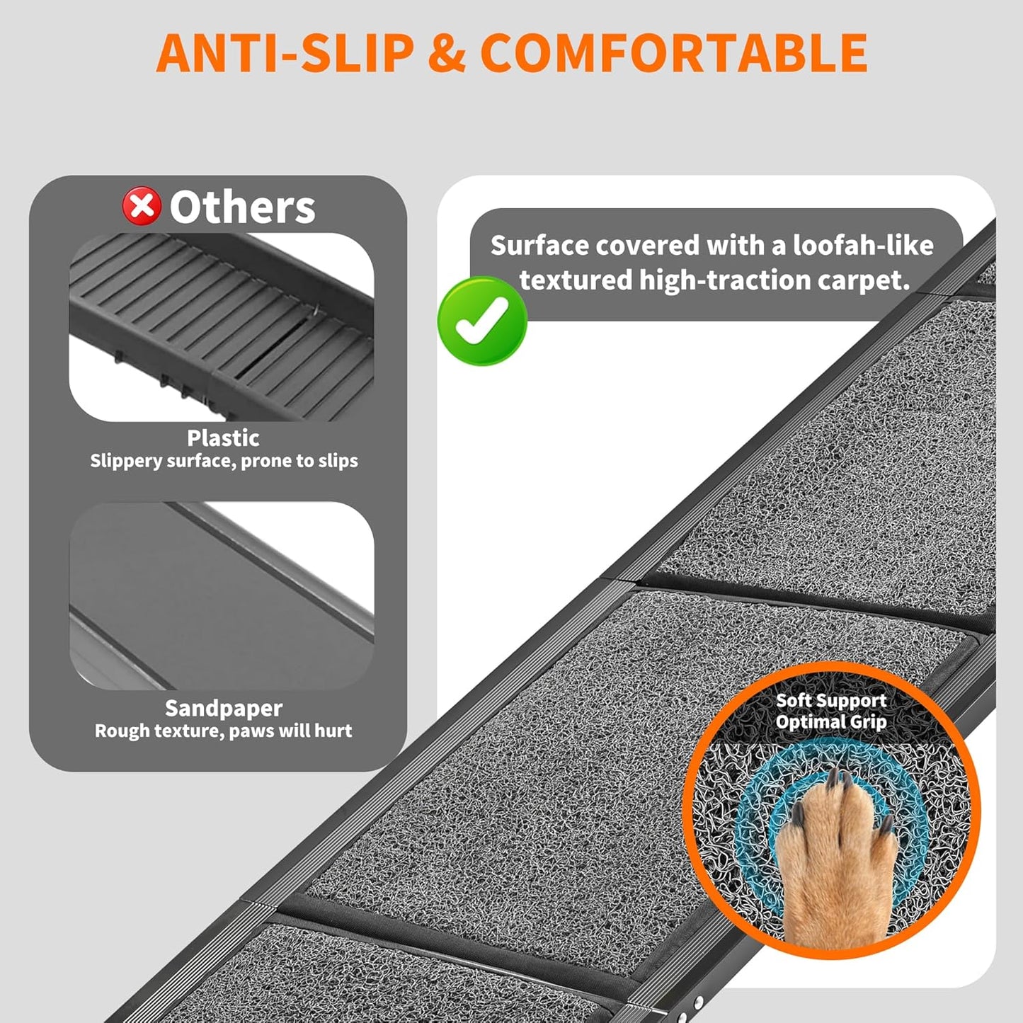 Dog Ramp for Large Dogs, Extra Long 71" & 17.3" Wide Folding Dog Ramp for High SUV & Truck, Portable Non-Slip Pet Ramp for Car, Supports 250 lbs