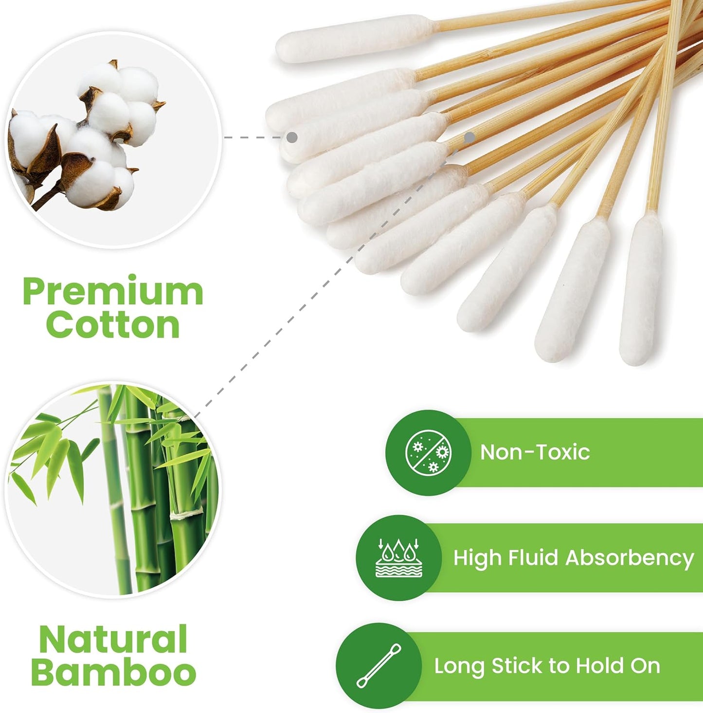 We Love Doodles Long Cotton Dog Ear Swabs | Double Sided Cotton Swabs for Dogs | Large Wooden Cleaner Balls Tool | Swabs to Flush Puppy Ears | Clean Wood Buds for Pet Ears | Wipes Solution Swabs