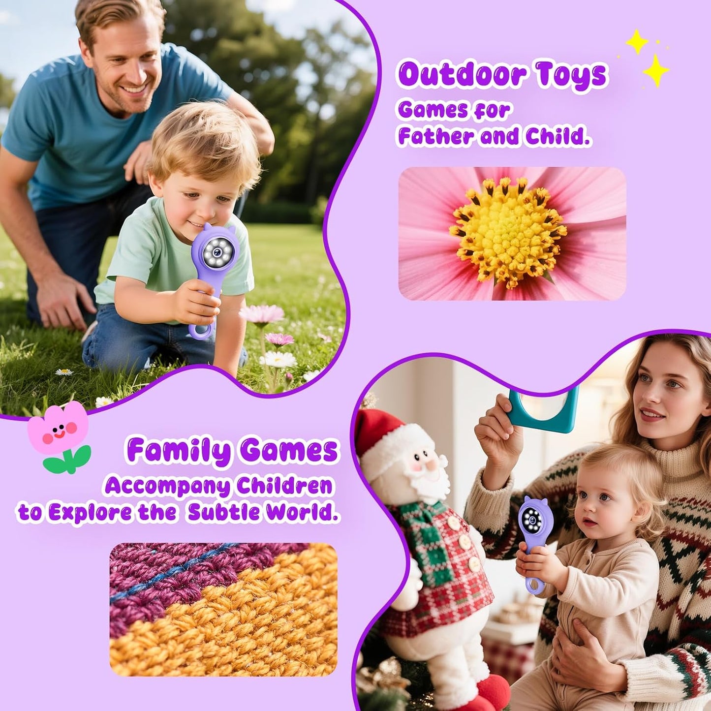 Microscope for Kids - Mini Pocket Handheld Microscope for Toddlers-STEM Educational Science Kit Toys for Spring Outdoor Easter Birthday Gifts Toys for 5 6 7 8 9 10 11 12 Year Old Girls（Purple）