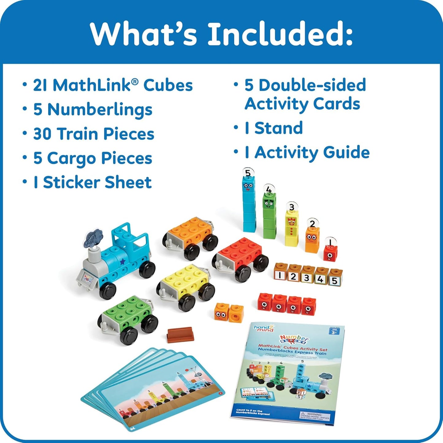 hand2mind Numberblocks Express Train MathLink Cubes Activity Set, Preschool Learning Activities, Train Toy, Counting Blocks, Number Toys, Kids Educational Toys, Math Manipulatives for Preschoolers