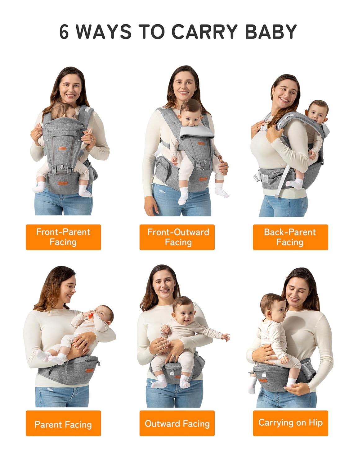 besrey Breathable Baby Carrier Newborn to Toddler,Adjustable Detachable Toddler Carrier with Hip Seat,Front Facing Baby Wraps Carrier,Safety Approved, Structured Support, Convenient Pockets