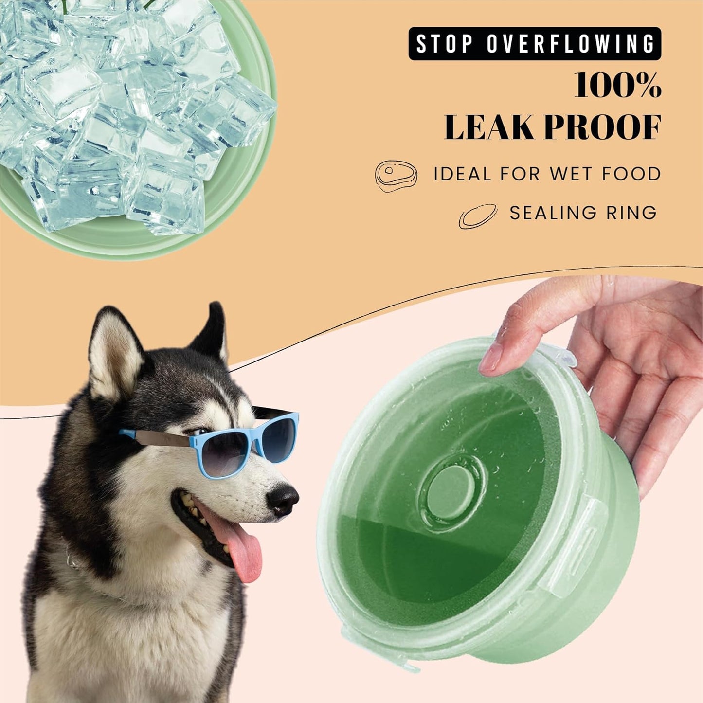 AVERYDAY 45oz Airtight Collapsible Dog Bowls with Lids, 2 Pack Portable Travel Dog Bowls for Large Medium Breeds, Silicone Food and Water Dish, 5.5 Cups Foldable Pet Bowl for Traveling and Camping