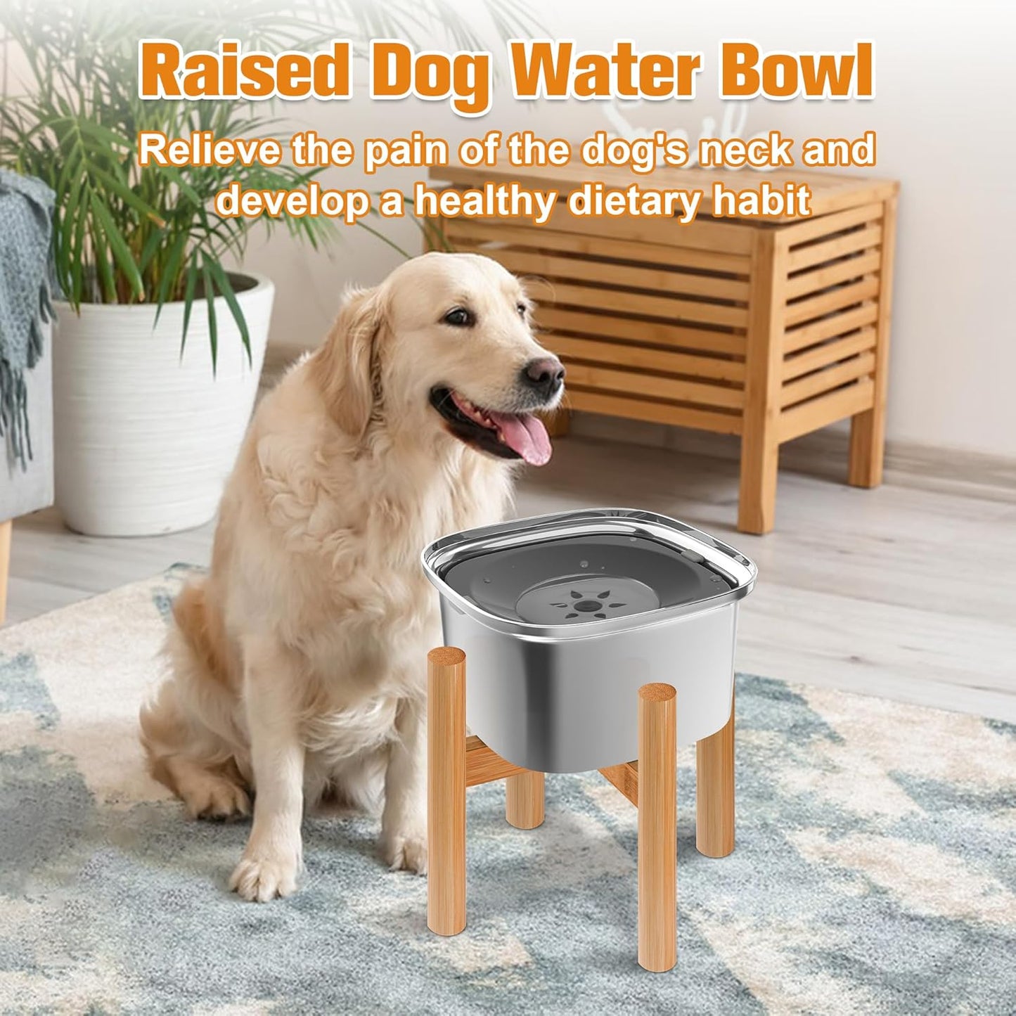 Decflow 3L Elevated Dog Water Bowl, Stainless Steel Raised Food Dispenser with Stand, Large Capacity No Spill Dog Water Bowl for Small, Medium and Large Dogs