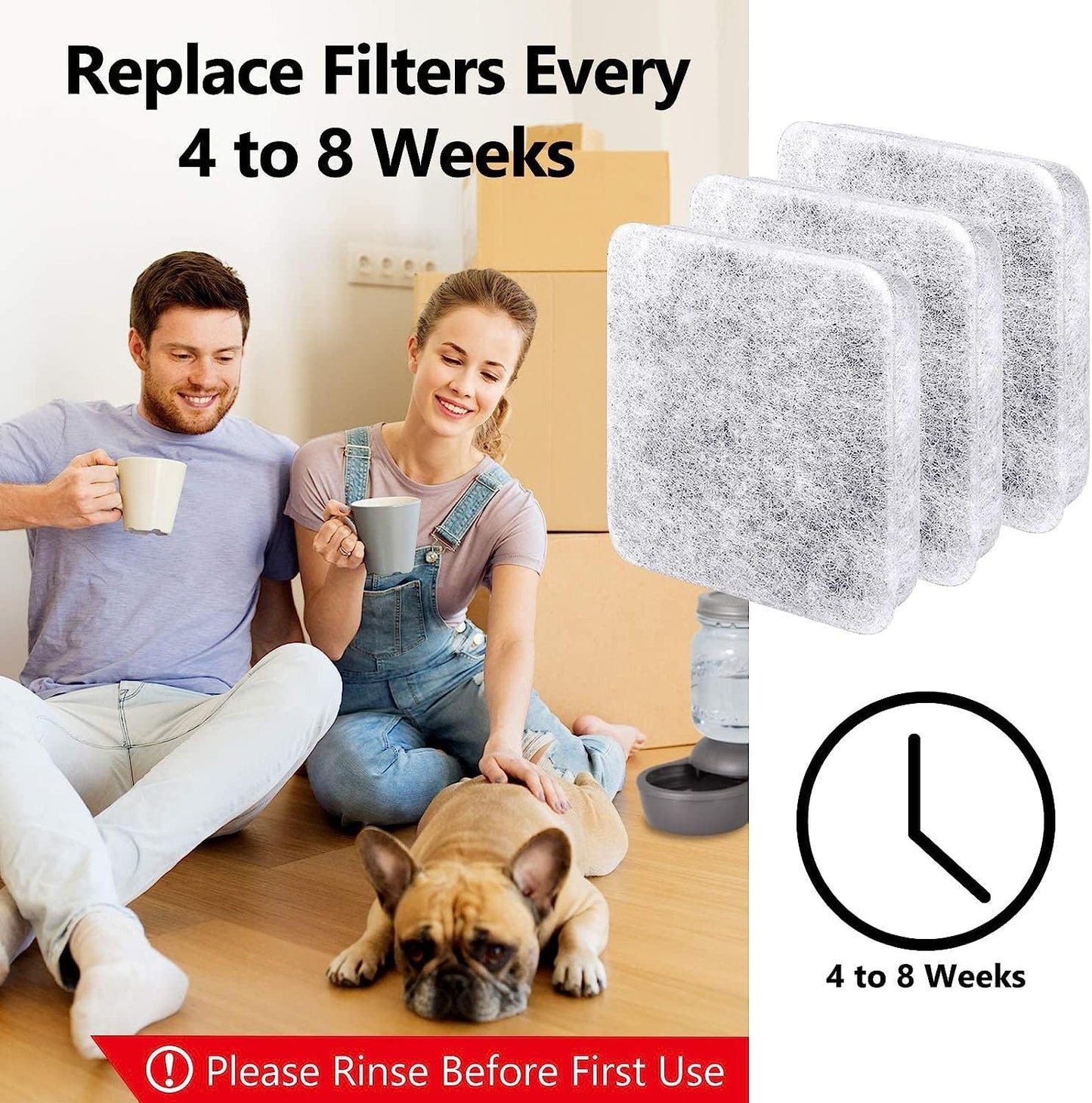 24 Pack Dog Water Fountain Filters, Pet Water Filter Replacement Compatible with Petmate Replendish Mason Pet Water Fountains, Car Drinking Filter for Gravity Waterer Bowls Dispenser