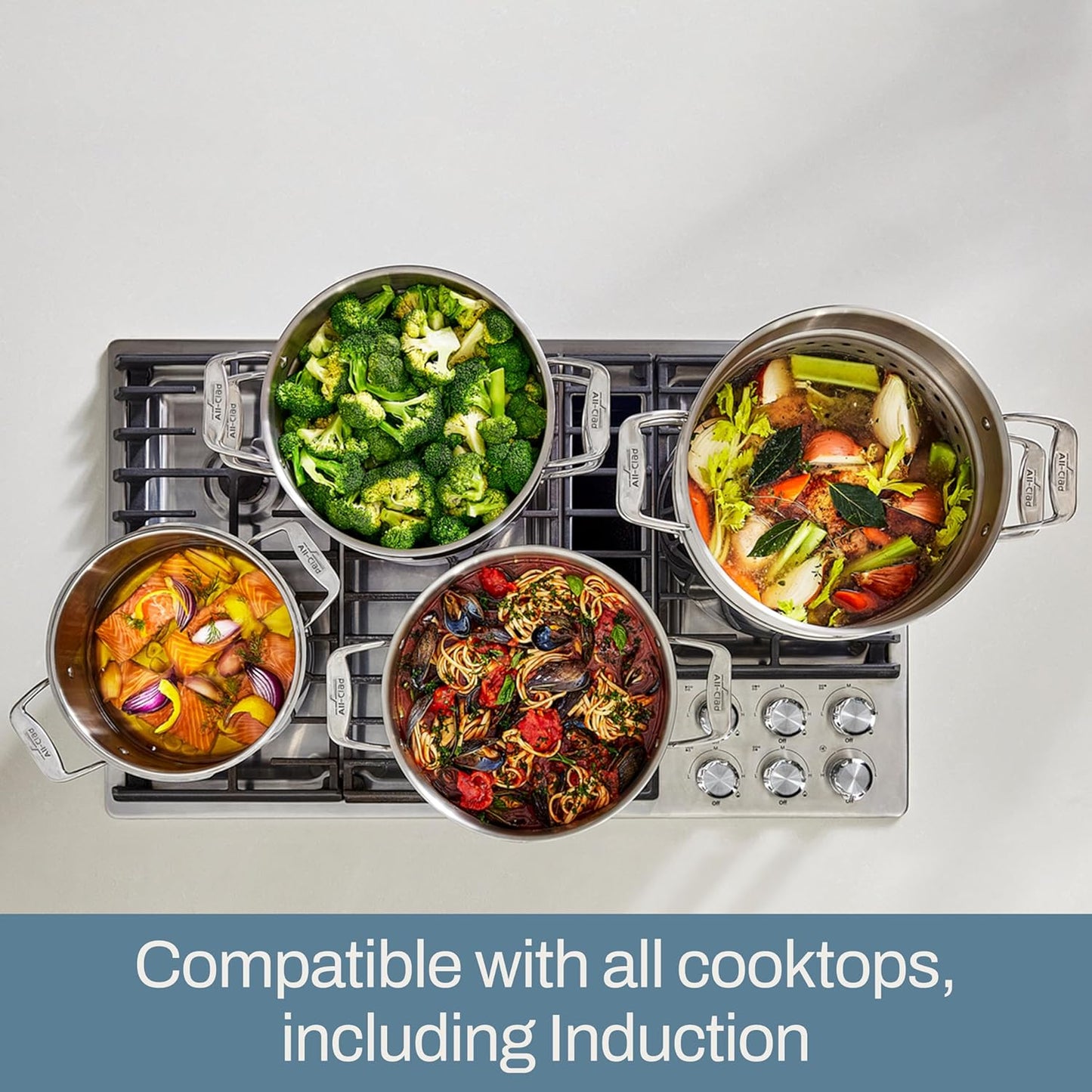 All-Clad Simply Strain Stainless Steel Multipot with Straining Lid, 6-Quart, Induction, Oven Broiler Safe 600F, Strainer, Pasta Strainer with Handle, Steamer Pot, Cookware, Home, Pots and Pans, Silver