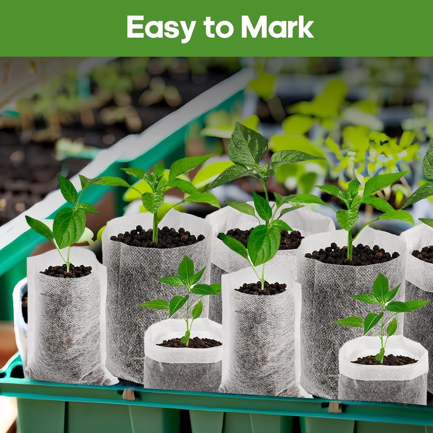 Plant Grow Bags 5.5"x6.3"200pcs Biodegradable Planting Bags Seed Starter Pots Non-Woven Seedling Nursery Pots Home Garden Supply for Vegetable Flower Fruit Tree