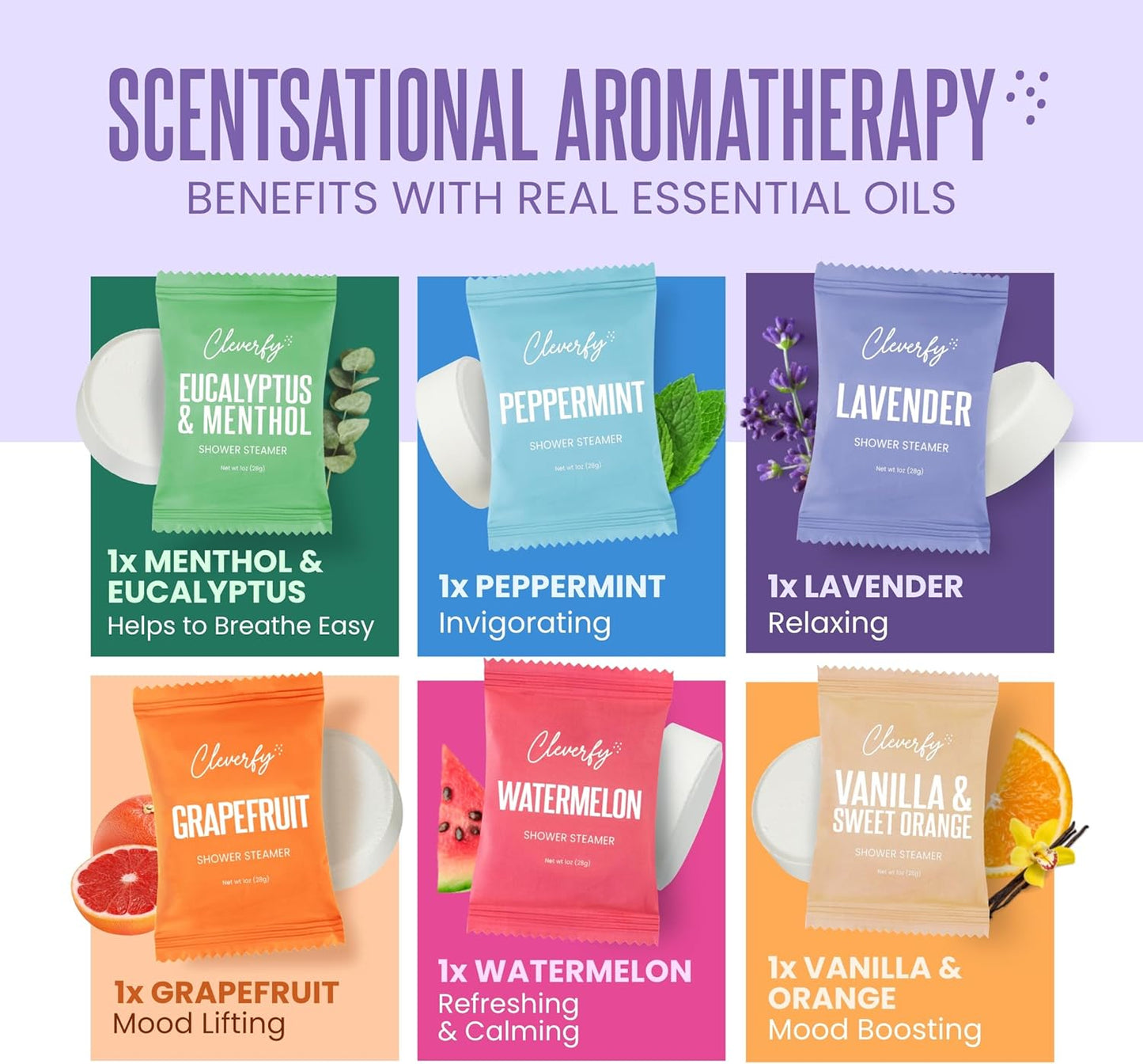 Cleverfy Shower Steamers Aromatherapy - Easter Basket Stuffers for Teens and Adults - Easter Gifts for Women and Men, Girls and Boys - Mothers Day Gifts for Mom - 6 Tablets