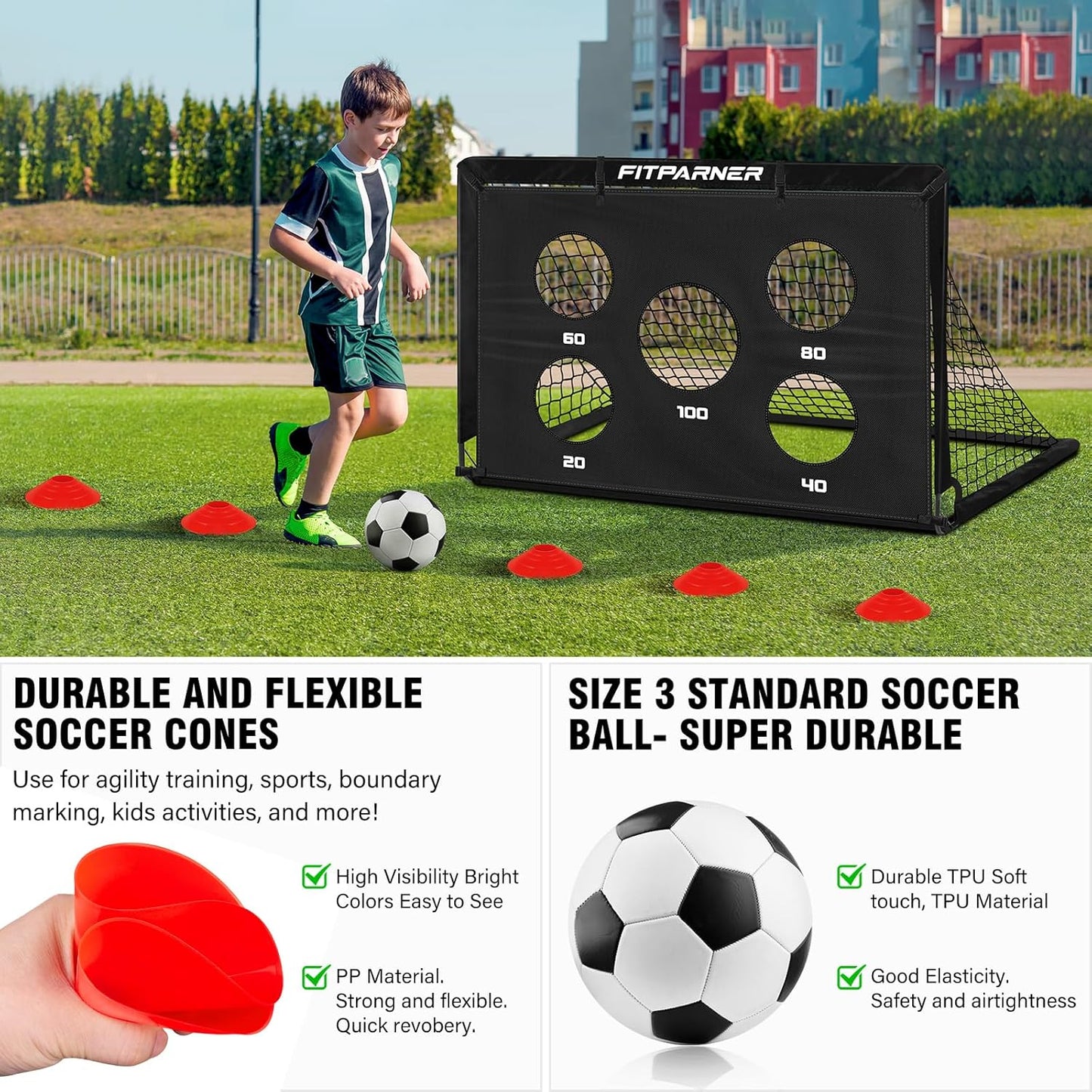 Soccer Goal,Backyard Soccer Goals for Kids 2 Pack,4x3/6x4 FT Portable Pop Up Soccer Nets with Target,Ball&Cones,Complete Training Equipment for Kids Youth Outdoor Sports Practice