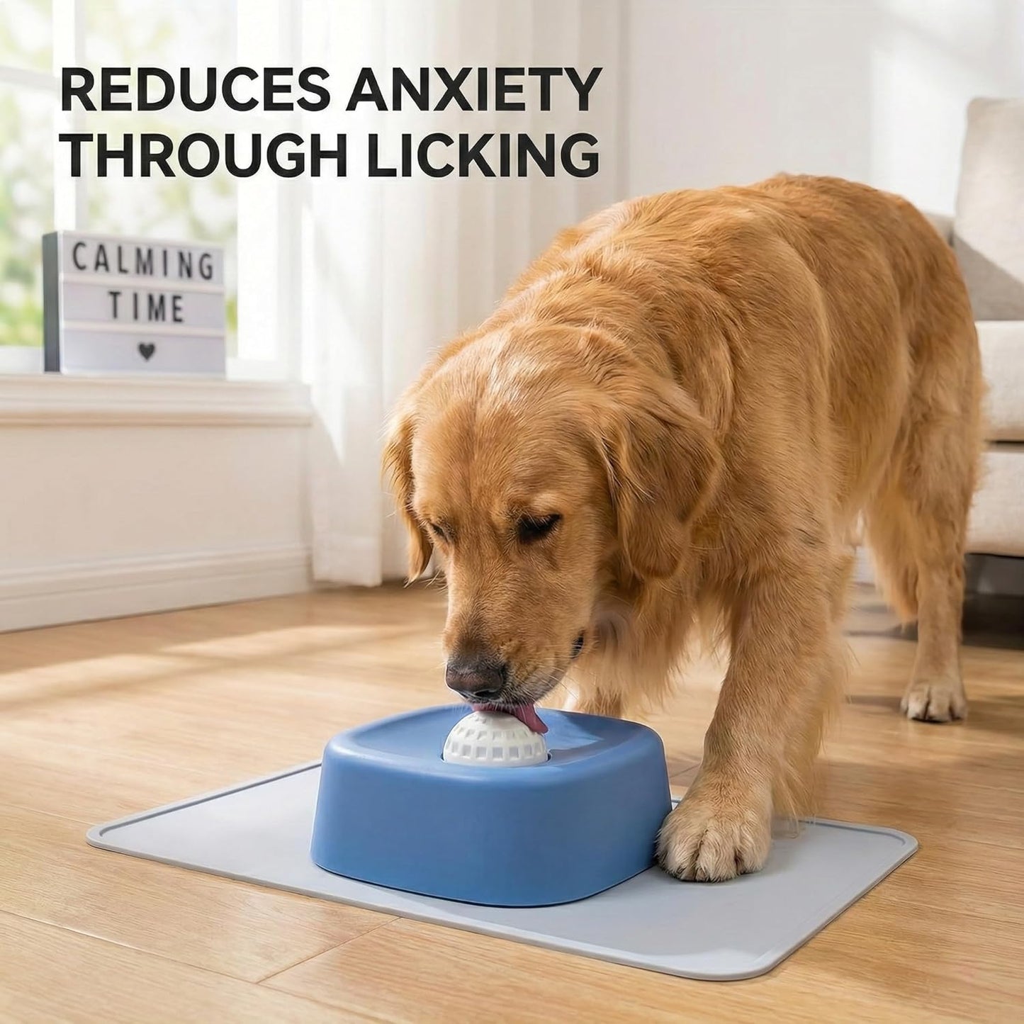 Slow Feeder Dog Bowls Lick Bowl with Rolling Ball for Liquid Treats - Interactive Dog Puzzle Toys for Boredom & Anxiety Relief, Spill-Proof Licking Mat Alternative for Large Medium Small Dogs (Black)