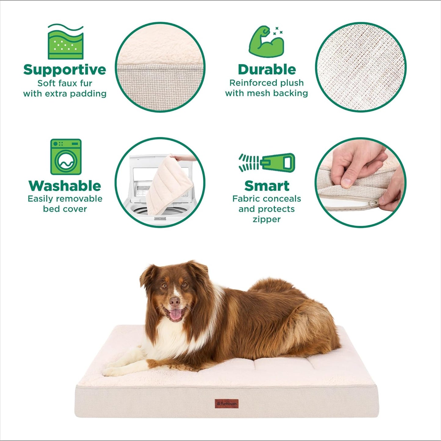 FurHaven Plush & Decorator Check Tuft-Top Solid Core Classic Cushion Pet Bed, Gray, Jumbo
