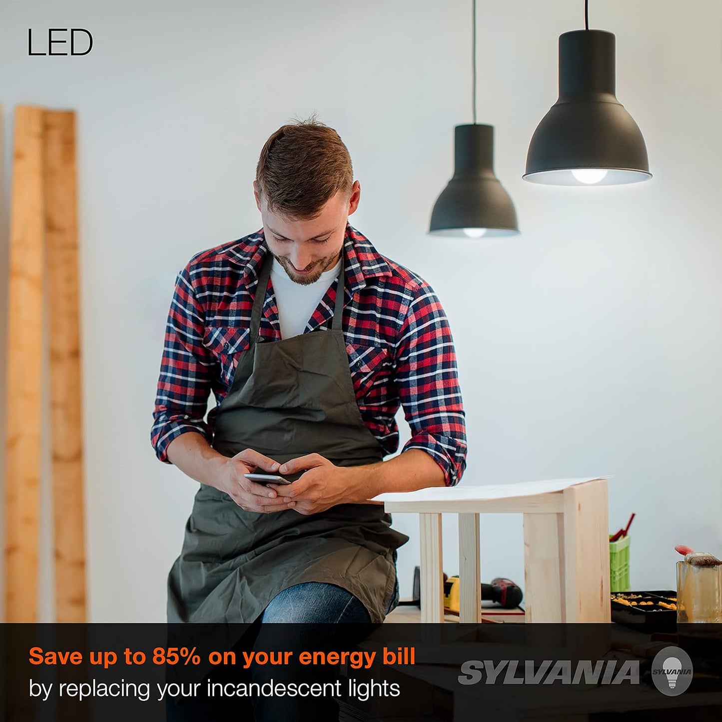 Sylvania LED A19 Light Bulb, 60W Equivalent, Efficient 8.5, 10 Year, W, 5000K, 800 Lumens, Frosted, Daylight (74766) (Pack of 1, 24 Count Total)