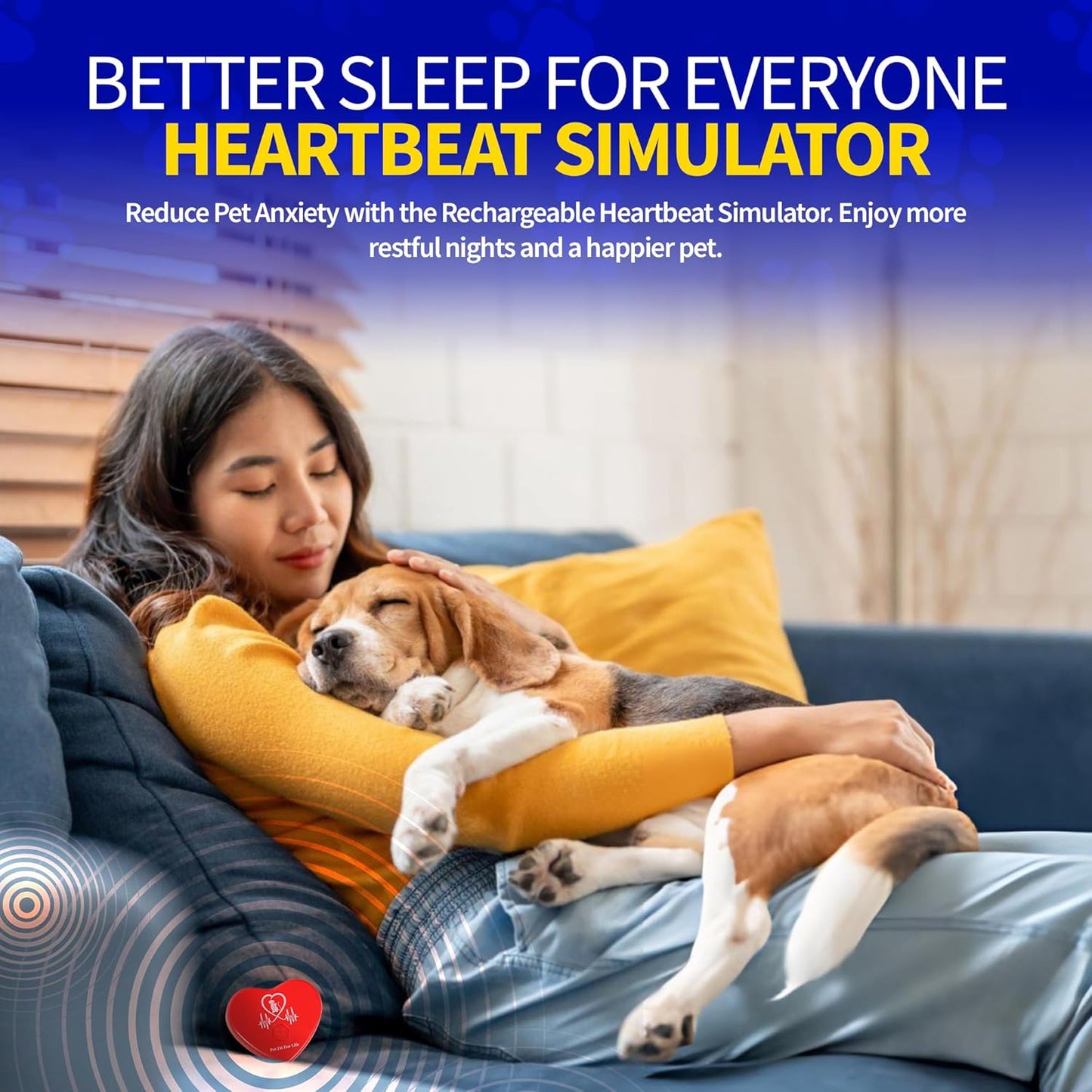 Pet Fit For Life Rechargeable Red Heartbeat Simulator with USB Cord – Long-Lasting Heartbeat Toy for Puppy & Kitten, Beating Heart Toy for a Peaceful Night for Dogs and Cats
