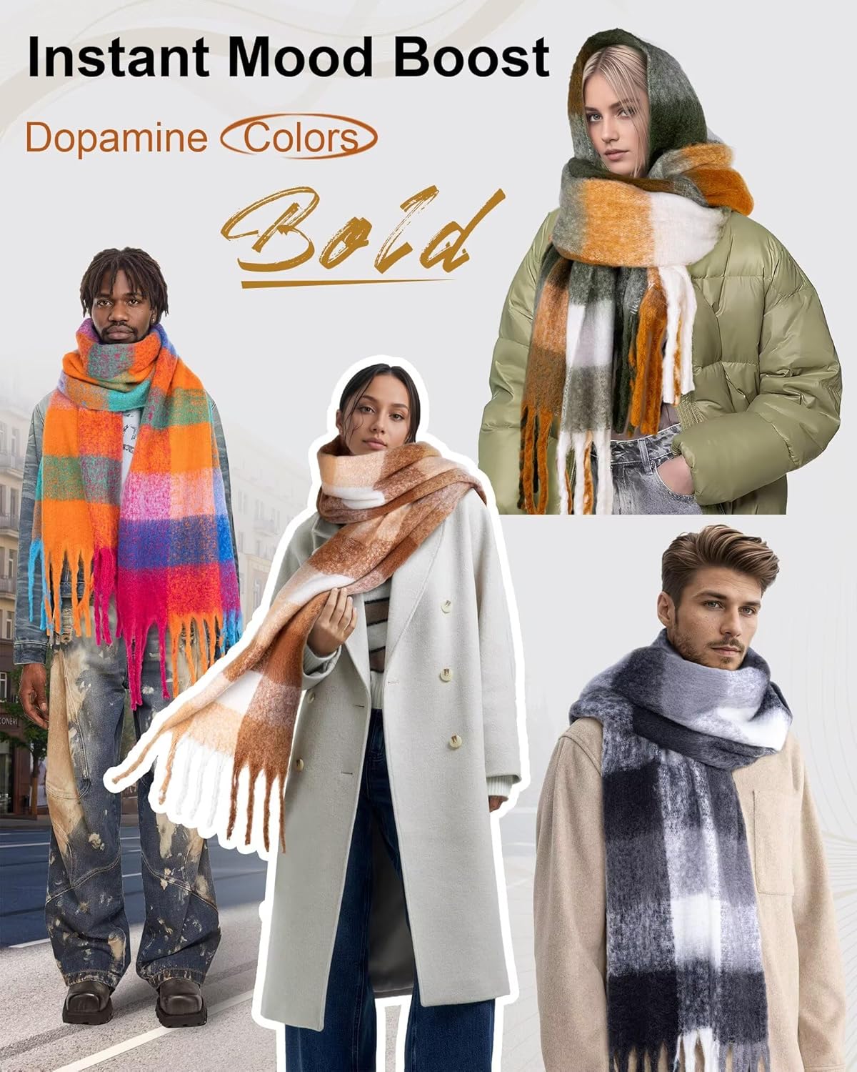 Colorful Winter Scarf for Women - Warm Chunky Blanket Scarves,Trendy Christmas Gifts & Stocking Stuffers for Women