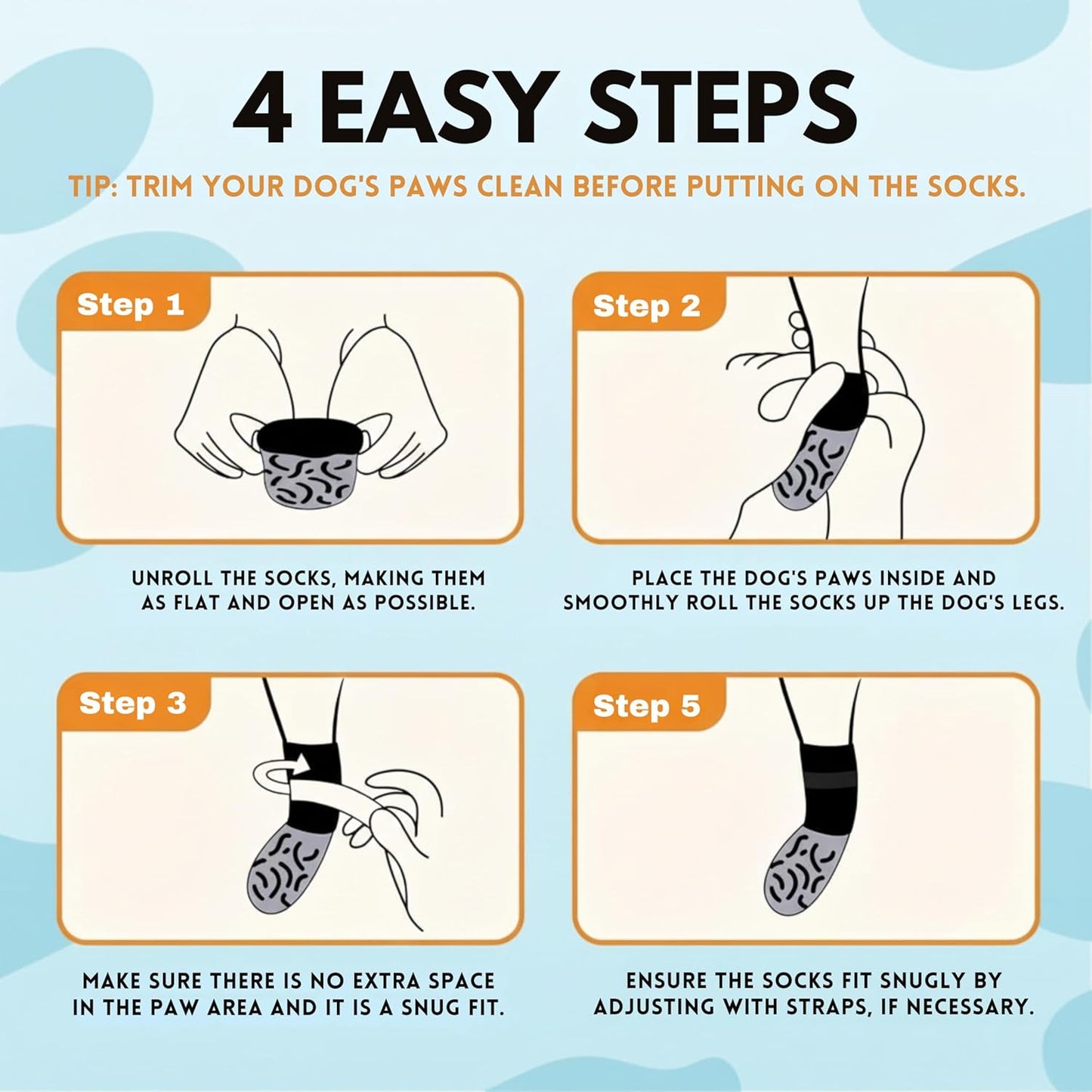 Double Sides Non-Slip Dog Socks to Prevent Licking Paws - Anti-Slip, Strong Traction for Paw Protector, Senior Dogs, Hardwood Floors, Dog Booties with Extra Thick Grippy Socks - Size Medium (4 Socks)