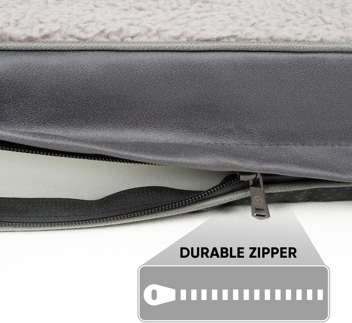Sunheir Washable Large Dog Bed Covers Soft Plush Replacement, Waterproof Dog Bed Liner, Pet Bed Cover with Zipper 35x22x3 Inches, Grey, Cover Only