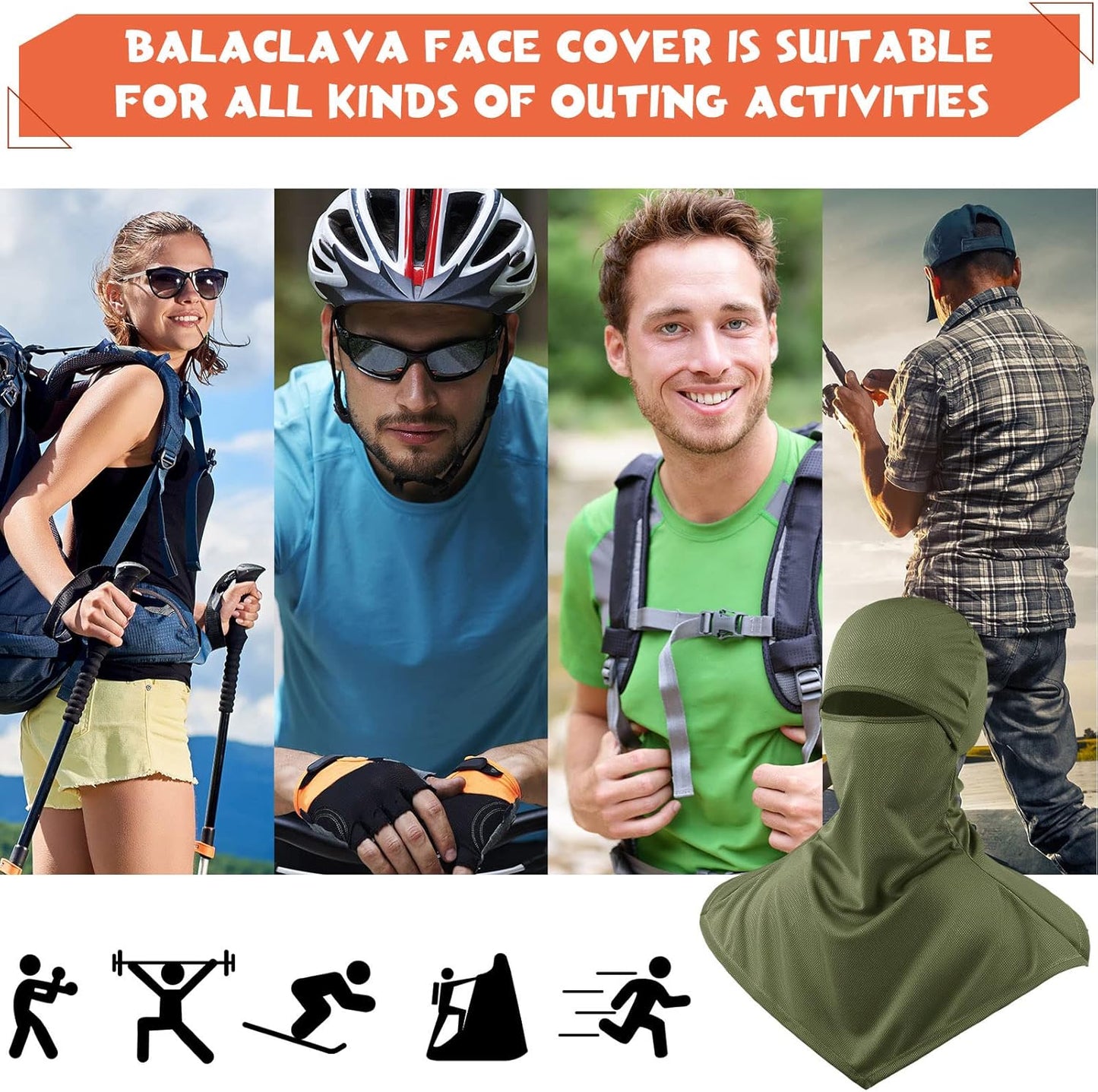 Syhood 6 Pieces Balaclava Face Cover Breathable Long Neck Covers Summer Neck Protector for Men Sun Protection
