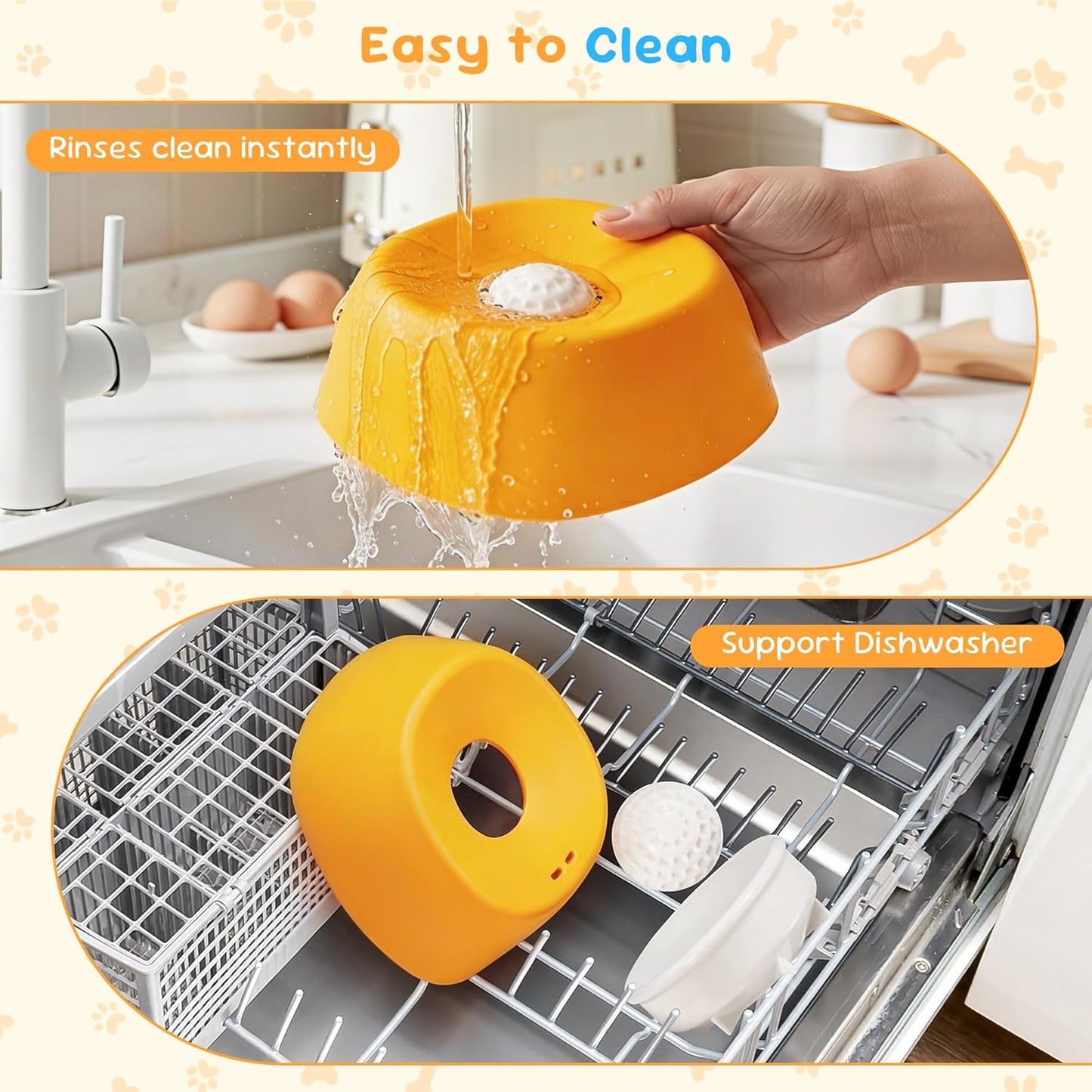 Dog Licking Toy, Slow Feeder Dog Bowls for Medium Large Breeds, Anti-Slip Dog Lick Bowl for 3/4 Cup Yogurt, Bone Broth, and Other Liquid Treat, Licking Bowl for Dietary Supplement (Yellow)