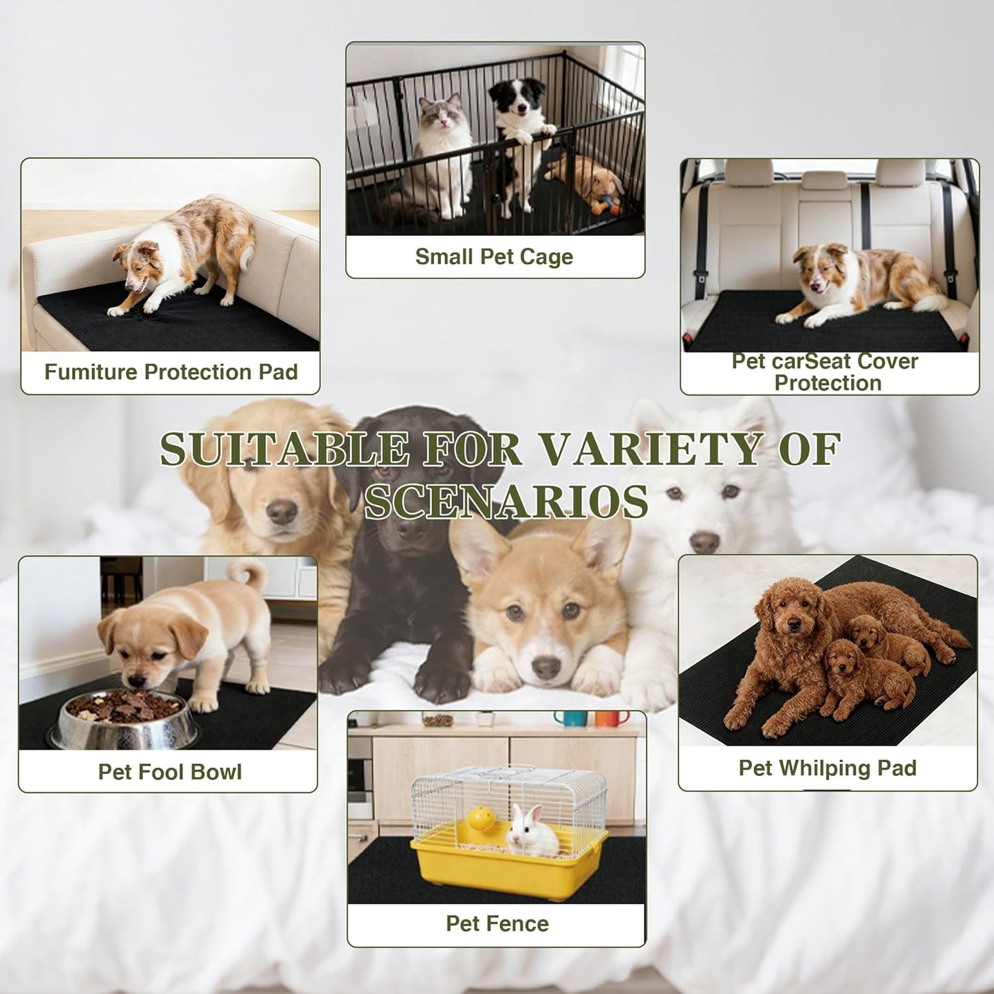 Mat for Under Dog Crate Washable Dog Crate Mat Pet Mats for Floor Waterproof Dog Mat Non-Slip Pads for Kennel Training Protect Floors (47" x 31.5" x 0.22")