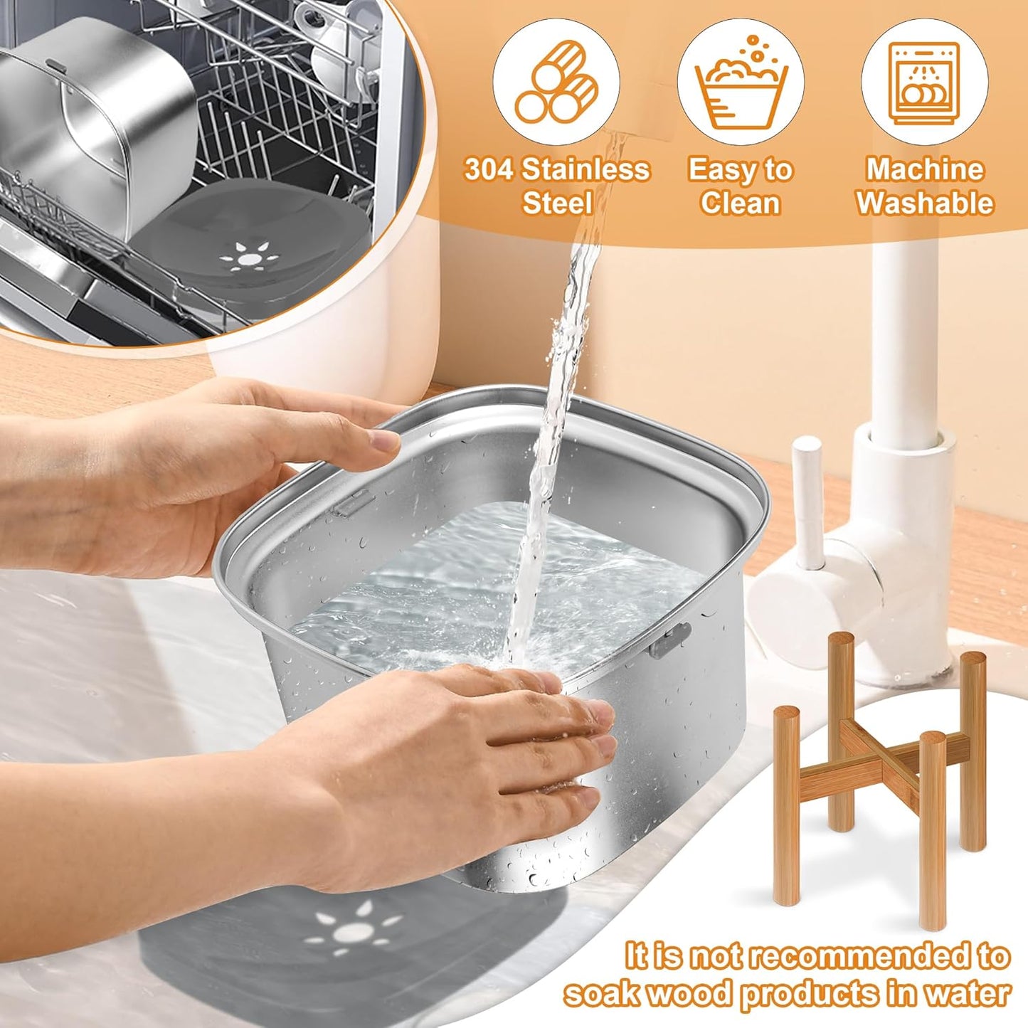 Decflow 3L Elevated Dog Water Bowl, Stainless Steel Raised Food Dispenser with Stand, Large Capacity No Spill Dog Water Bowl for Small, Medium and Large Dogs
