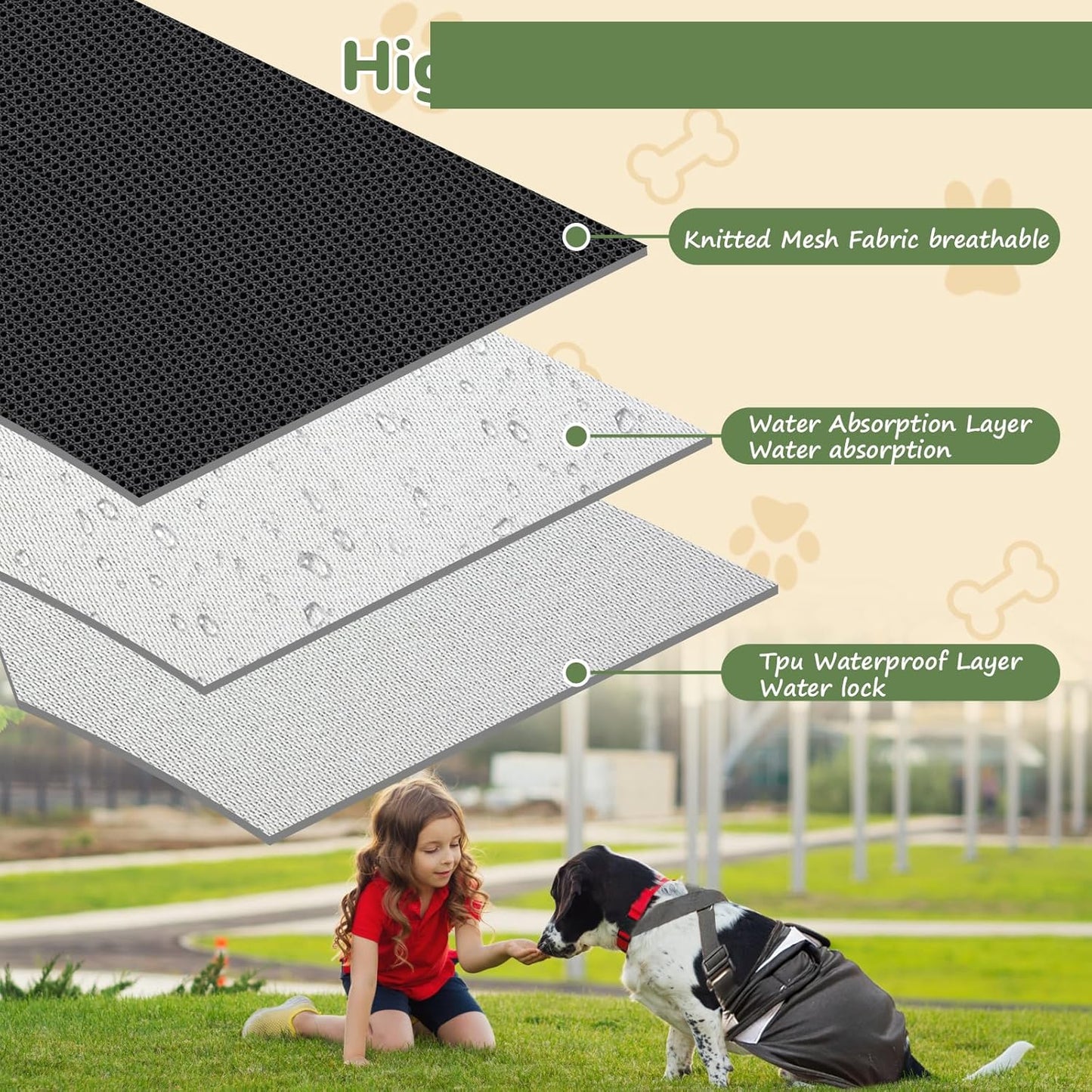 Female Dog Diaper with Suspender for Large Dogs,3 PCS Adjustable Suspender Dog Sanitary Panties, Highly Absorbent Reusable Washable for Small Medium Girl Dogs in Heat (XL)