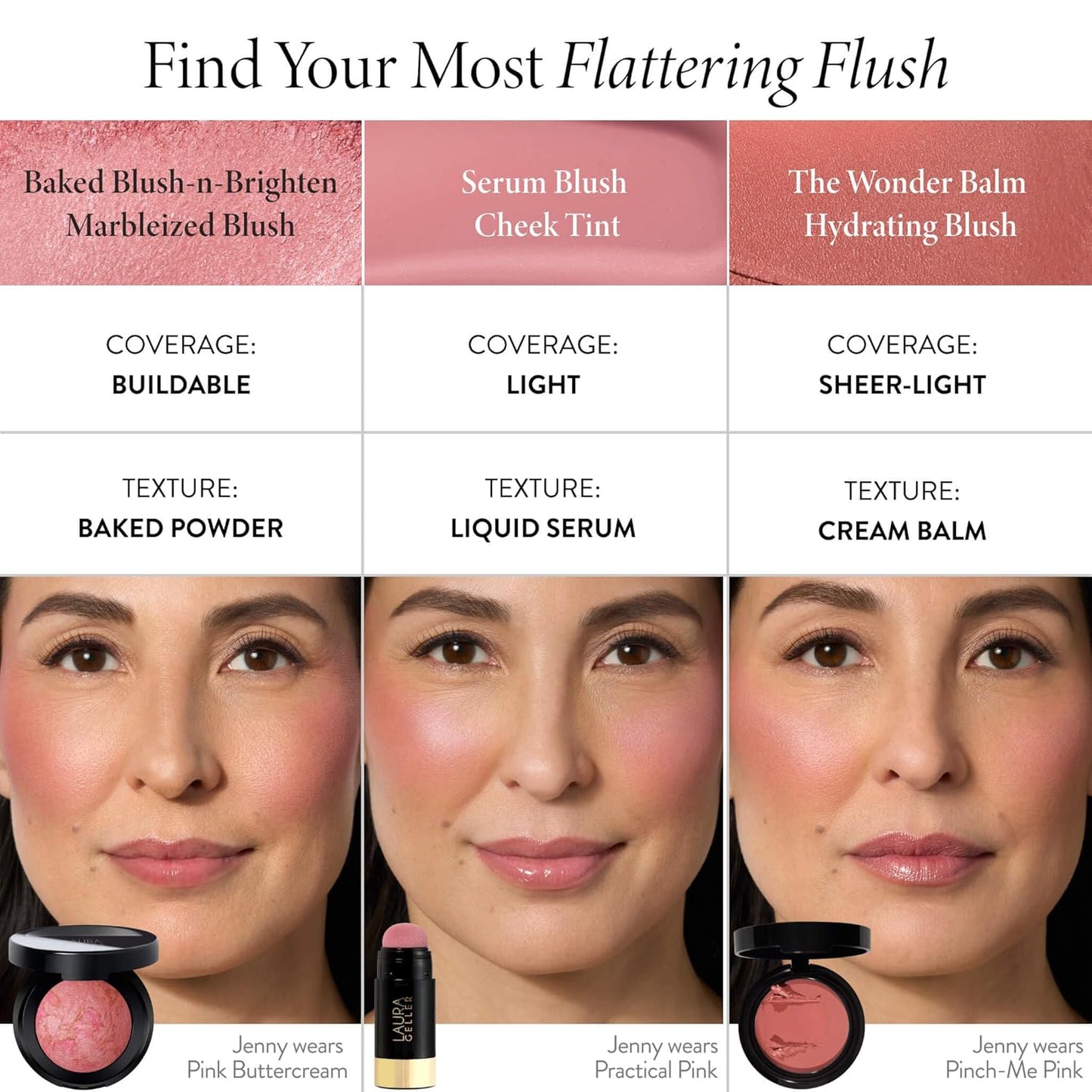 LAURA GELLER NEW YORK Baked Blush-n-Brighten Marbleized Blush for Cheeks - Ethereal Rose - Natural Finish - Buildable Color