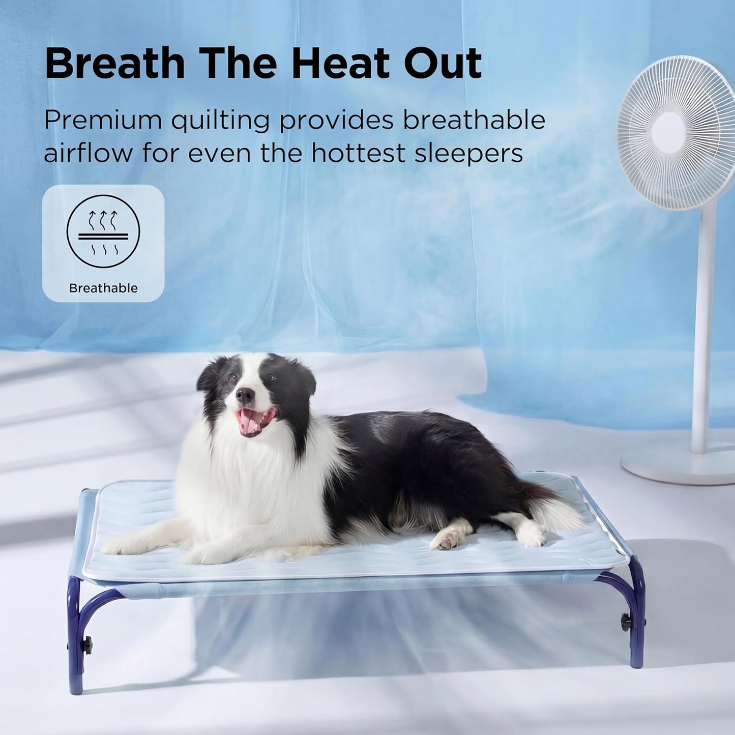 Bedsure Cooling Mat for Large Dogs - Q-Max>0.4 Thin Breathable Cooling Crate Pad Indoor for Pet with Chill Cool Fiber and Non-Slip Bottom，Portable Washable Kennel Mat in Outdoor Summer, 35x23, Blue