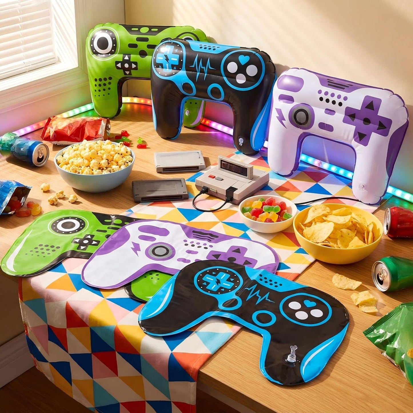 24 Pcs Inflatable Gamer Controllers Video Game Balloons Decorations Vinyl Game Controller Balloons for Gaming Birthday Decorations, 14.8 x 10.8 Inches
