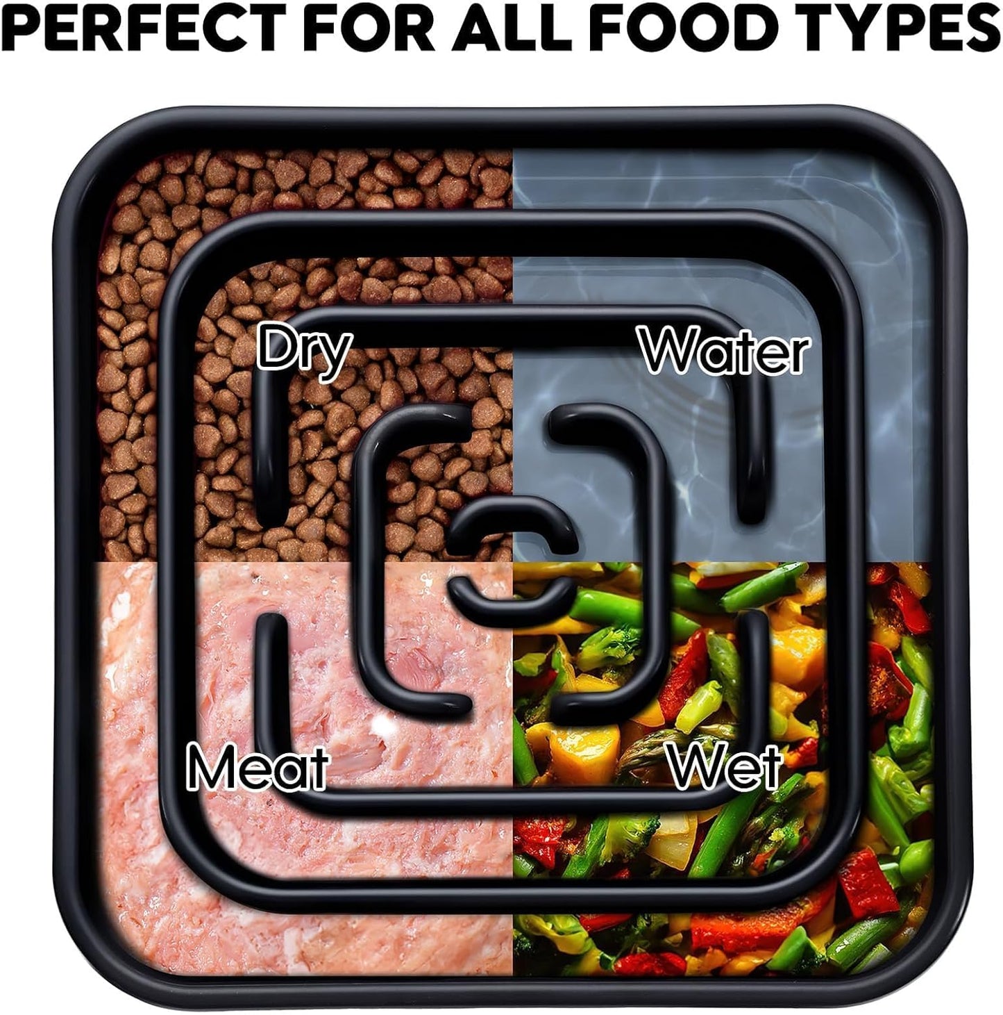 TOBYTO Slow Feeder Dog Bowls for Large Medium Breed, Anti-Choking Pet Slow Feeding Food Bowl, Non Slip Maze Puzzle Dog Feeder Bowl Prevent Bloating,Black