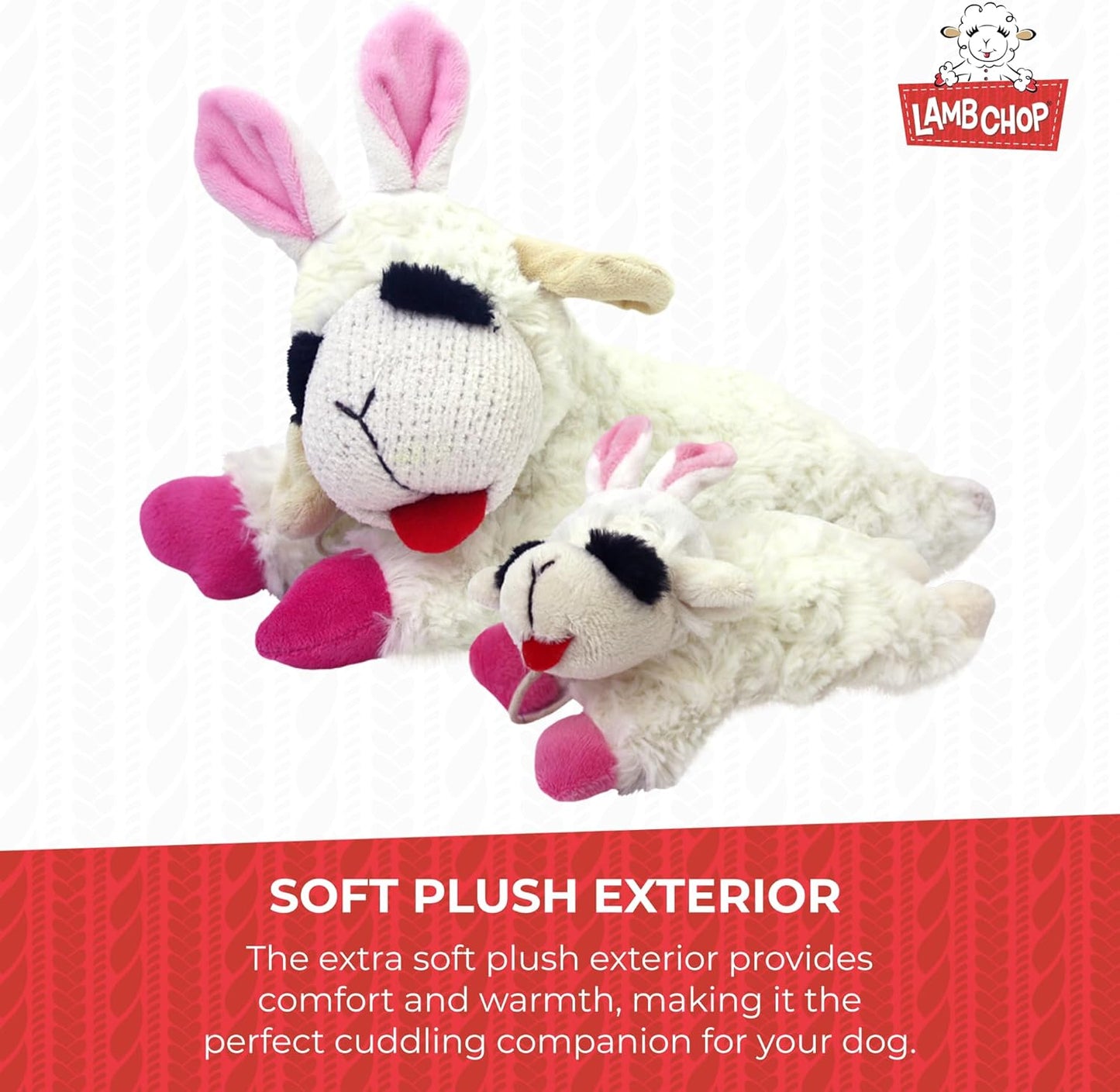 Multipet Lamb Chop Easter Dog Toy | Plush Dog Toy | Squeaker Dogs Toys |10" | White | Officially Licensed