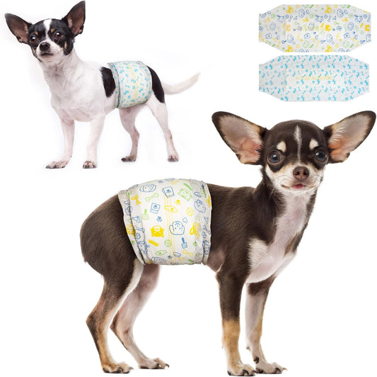Dono Disposable Male Dog Diapers, Super Absorbent Male Dog Wraps for Small to Large Dogs, 360° Leak-Proof with Wetness Indicator,S,48PCS